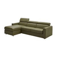 ECKSOFA Morris Echtleder mit Bettfunktion Olivgrün - Olivgrün, Leder/Metall (170/223cm)