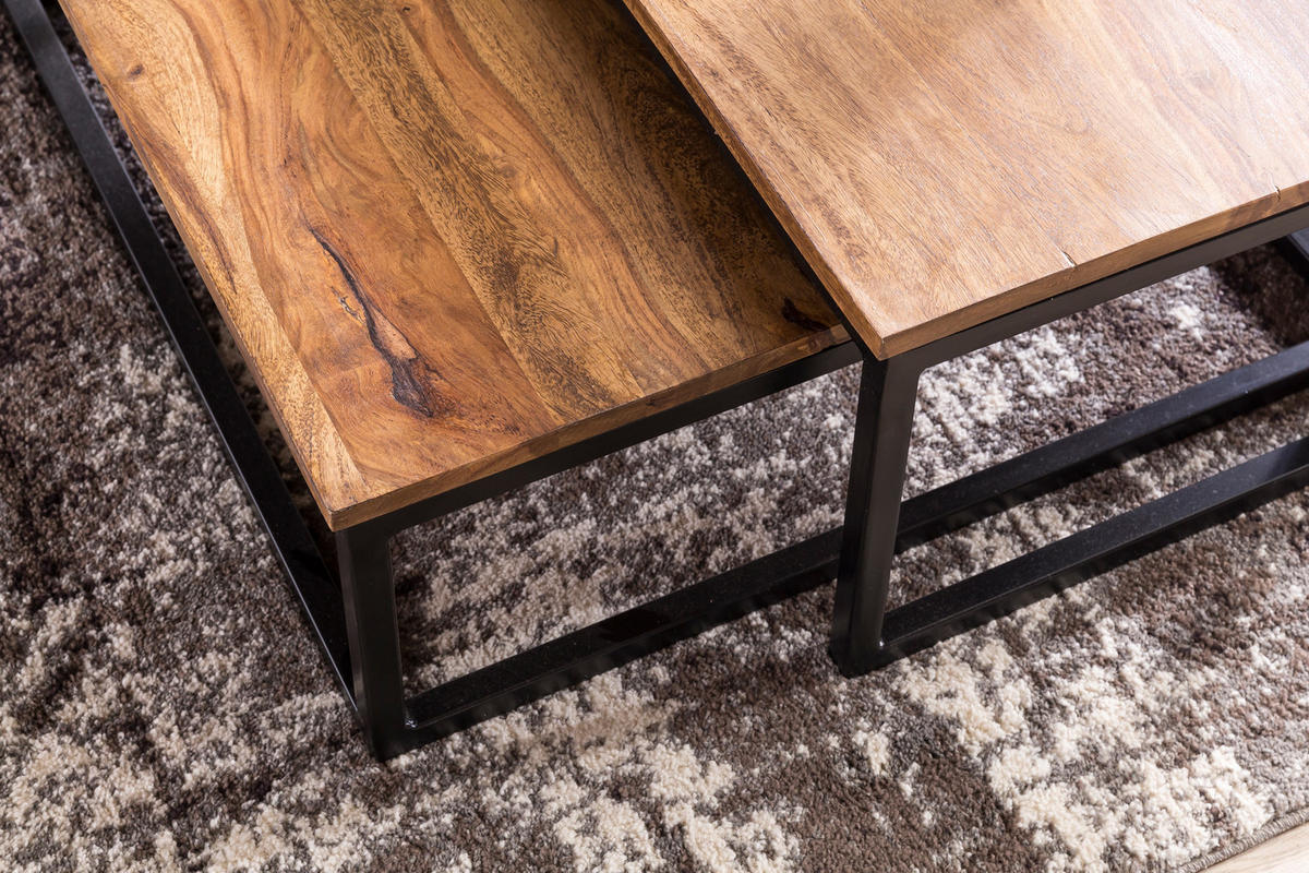COUCHTISCH Set – 2-teilig Holzplatte Metallgestell Sheeshamfarben Industrial - Schwarz/Weiß, Holz/Metall (75/75/27cm) - KADIMA DESIGN