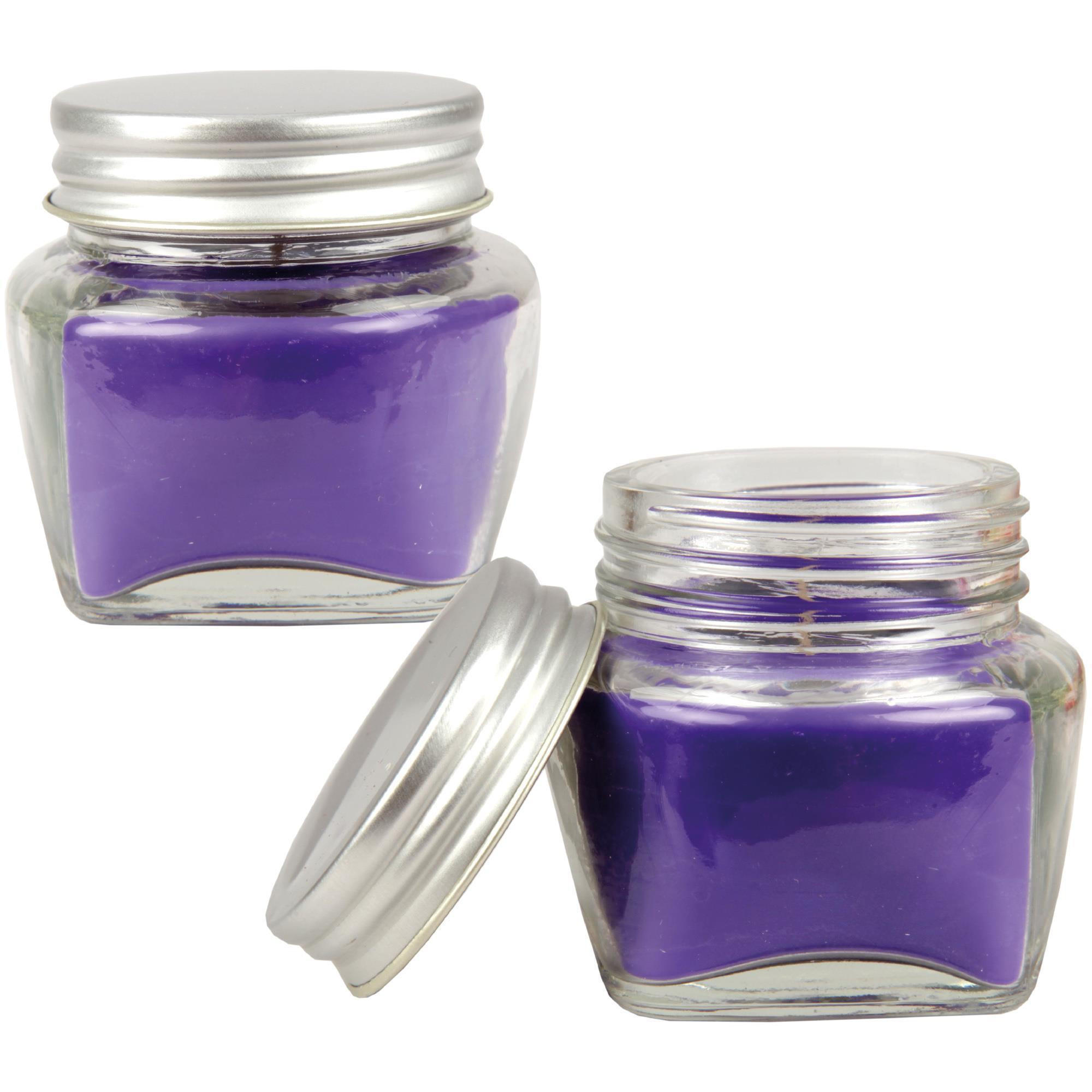 DUFTKERZE im Glas "Macaron Blueberry" mit Deckel, 2er Pack mit je ca. 7 Std. Brenndauer, Ø6cm, Raumduft als Geschenk und Dekoration - Blau, Glas (6/5cm) - HS Candle