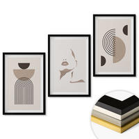 WANDBILDER 3er-Set - 40x60 cm Schwarzer Rahmen - Abstrakte Formen und Gesicht - Schwarz, Kunststoff (40/60cm) - ArtPrintCave
