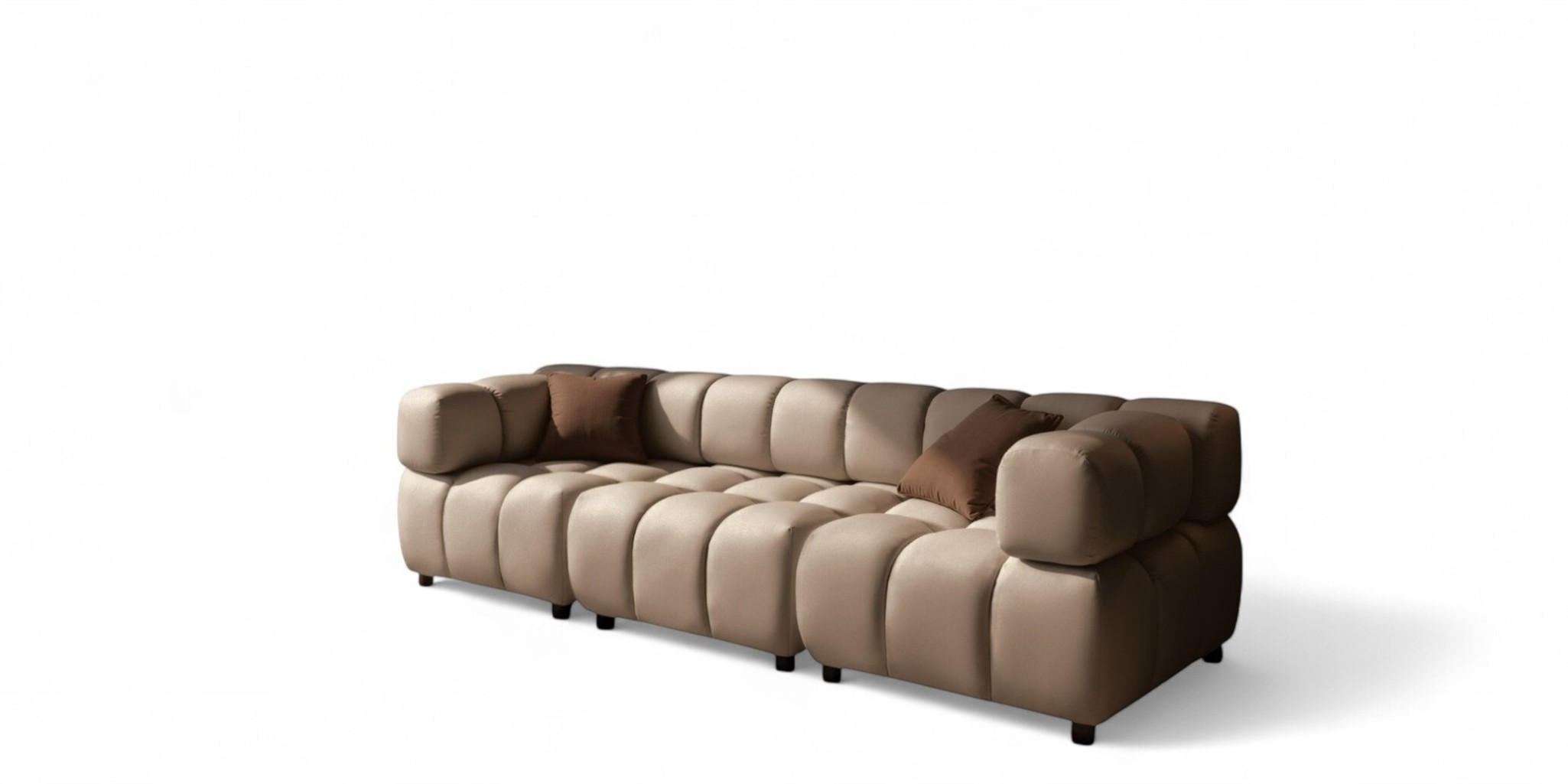 SOFA 3-sitzer Flow - Hellbraun, Holzwerkstoff/Textil (288/71/96cm) - Fun Möbel