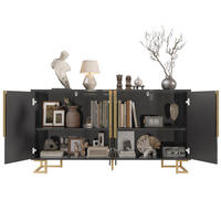 SIDEBOARD 152/40/75 cm schwarz aus MDF mit 2 Türen - Schwarz, Holzwerkstoff (152/75/40cm) - OKWISH