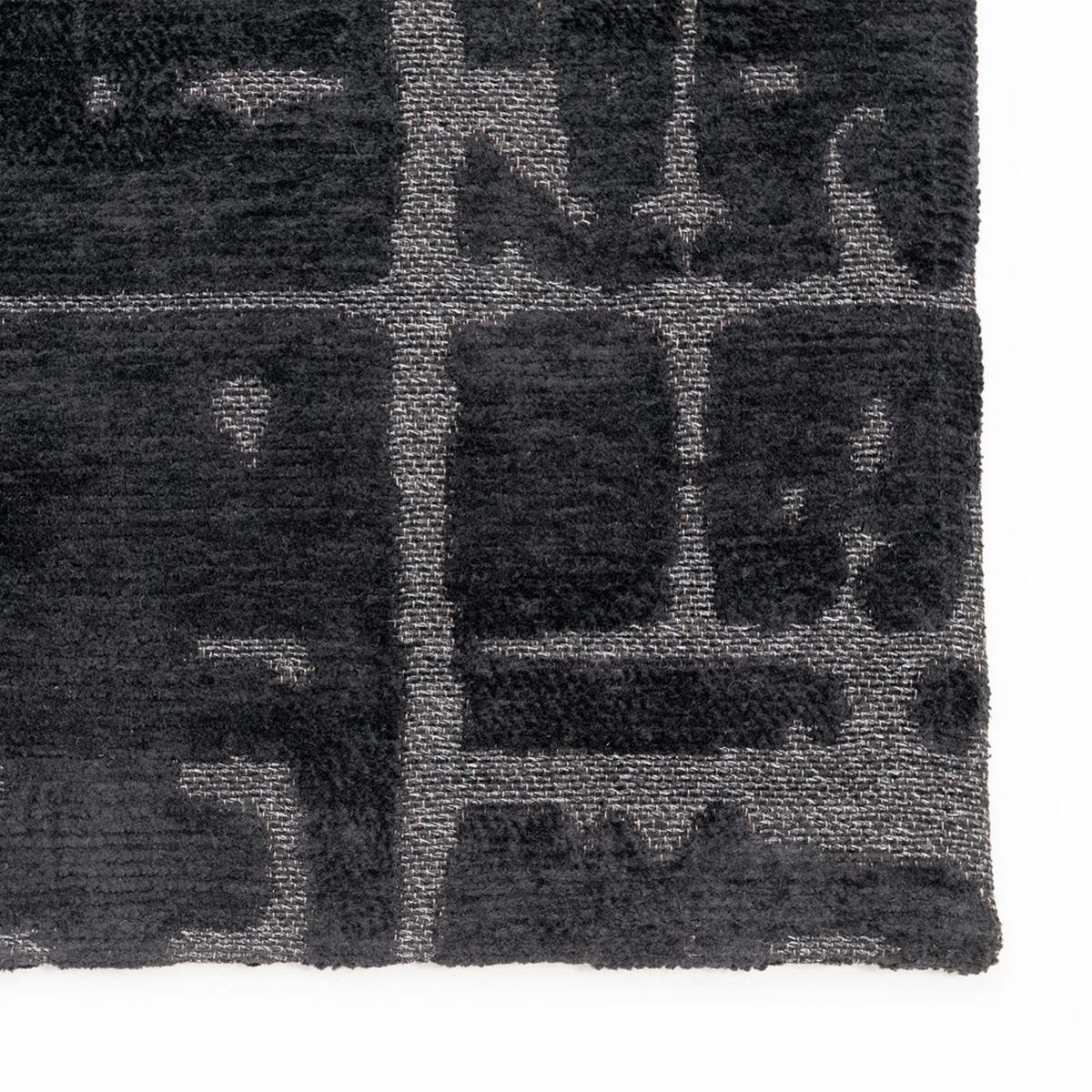 TEPPICH Black Water Structures 80/250 cm - Schwarz, Textil (80/250cm) - Louis De Poortere