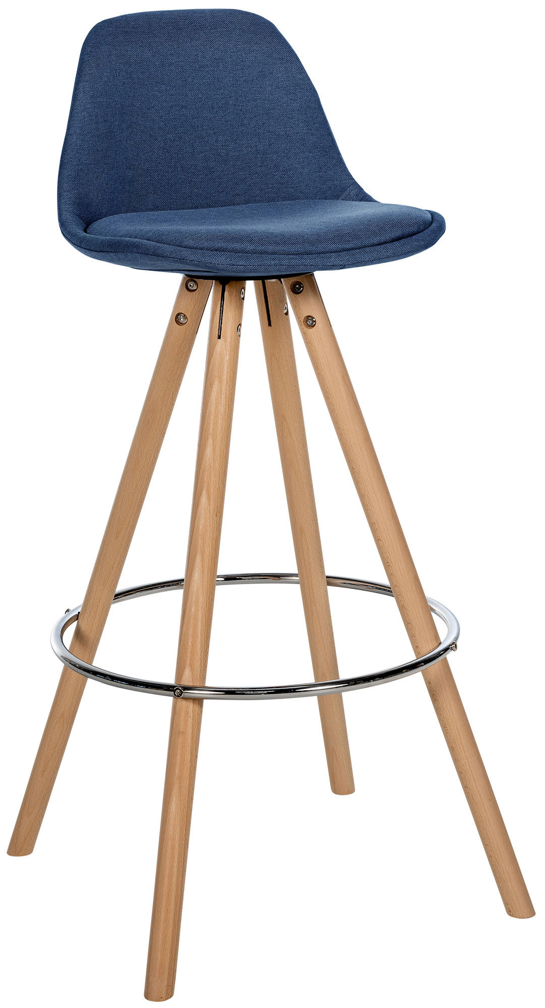 BARHOCKER Stoff blau - Blau/Eukalyptusholzfarben, Holz/Textil (38/99/44cm) - CLP