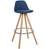 BARHOCKER Stoff blau - Blau/Eukalyptusholzfarben, Holz/Textil (38/99/44cm) - CLP