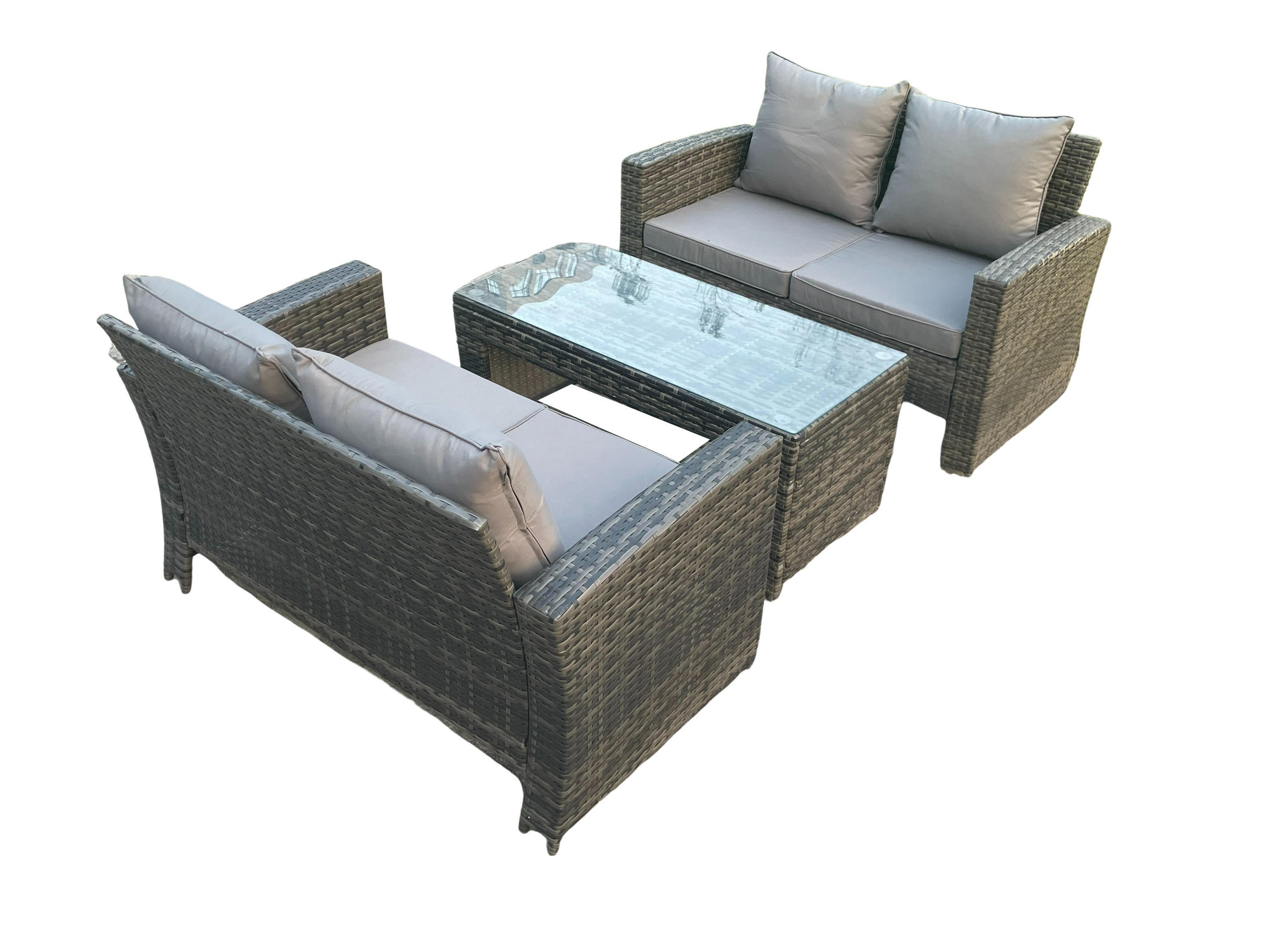 GARTENMÖBELSET Polyrattan Dunkelgrau 4-Sitzer - Dunkelgrau, Metall - Fimous