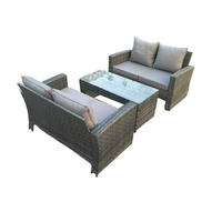 GARTENMÖBELSET Polyrattan Dunkelgrau 4-Sitzer - Dunkelgrau, Metall - Fimous