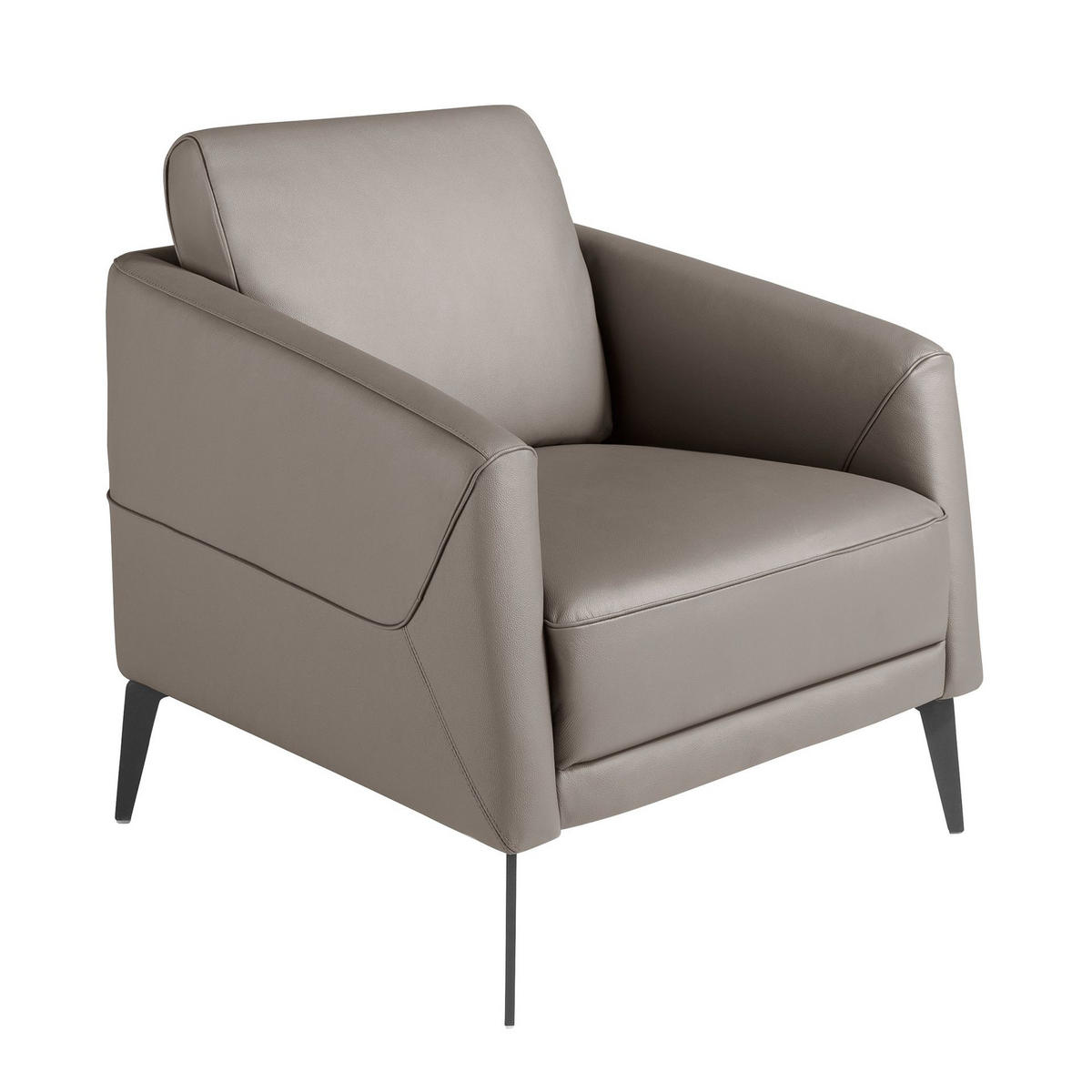 SESSEL Dunkelgrauer Ledersessel 78/80/82 cm - Schwarz/Grau, Leder (78/82/80cm) - ANGEL CERDA