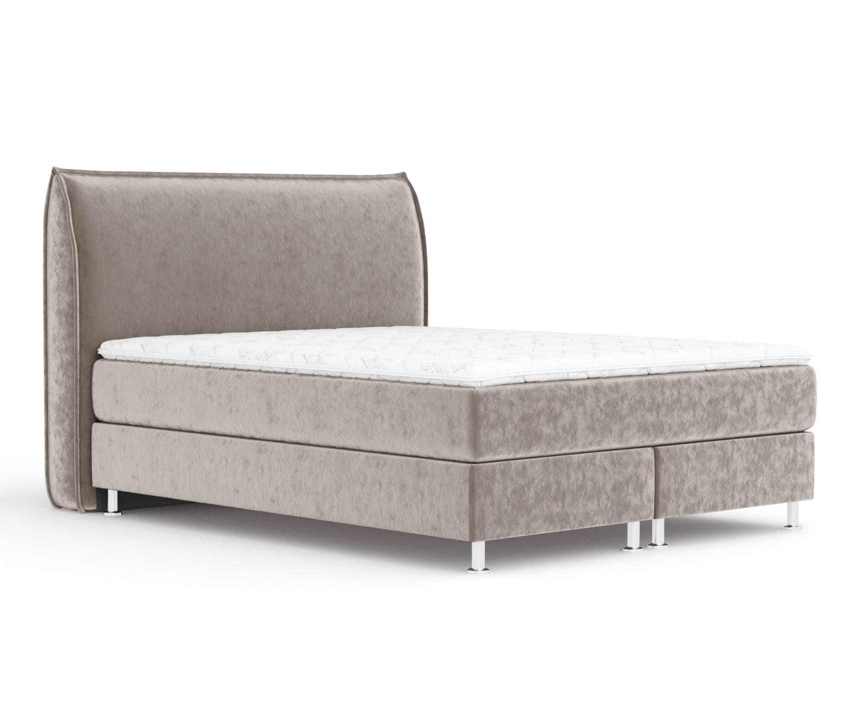 BOXSPRINGBETT Chermin Taupe 200/200 cm mit Latex-Topper - Taupe/Silberfarben, Holz/Holzwerkstoff (200/200cm) - Maison de Reve