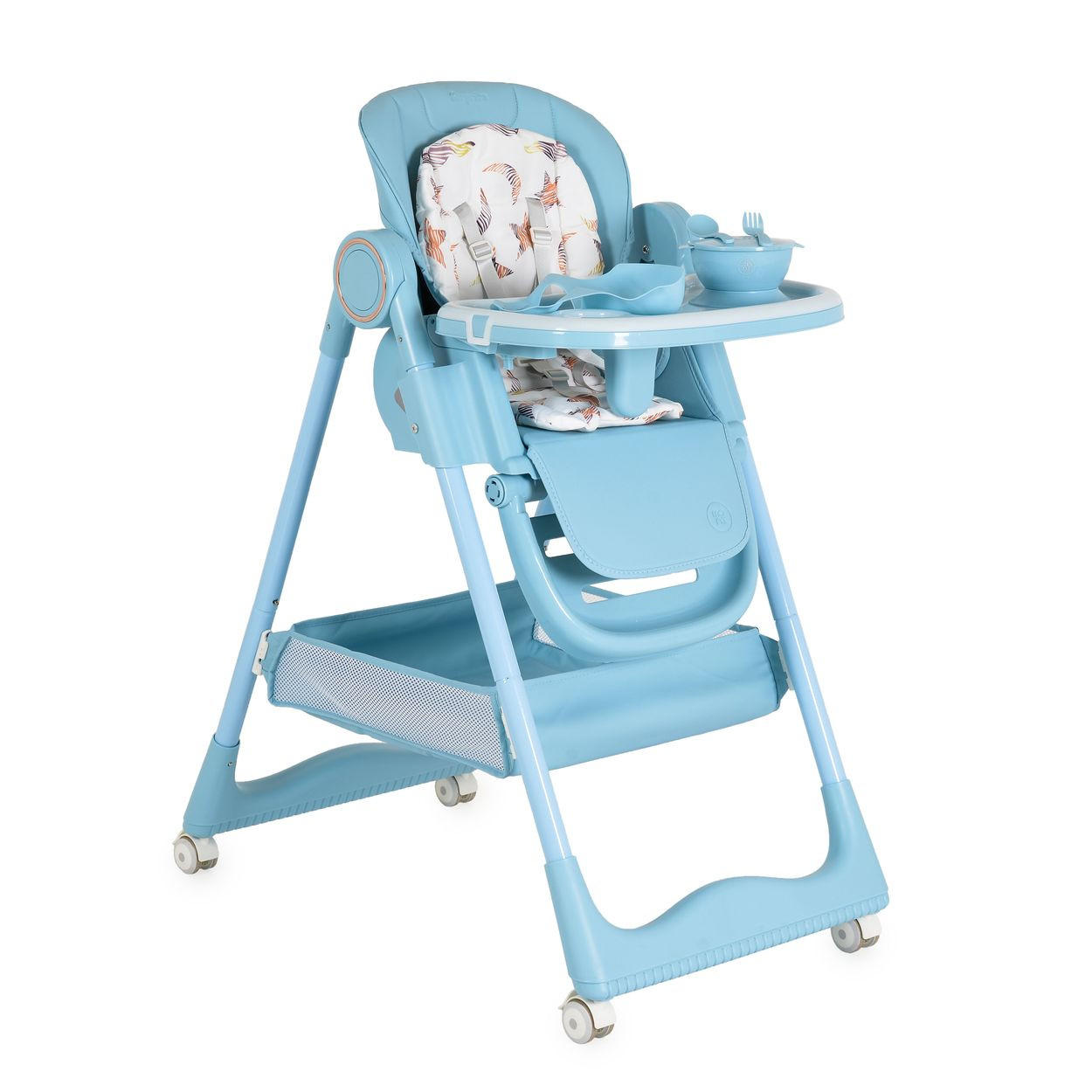 HOCHSTUHL Surprise faltbar blau Lätzchen Schüssel Löffel Gabel Räder Korb - Blau, Metall (52/90/86cm) - Moni