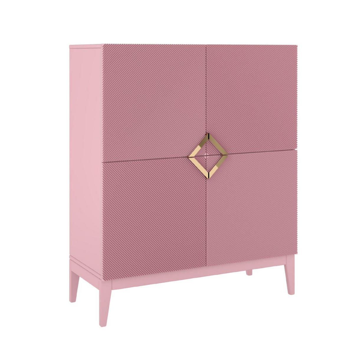 HIGHBOARD Demi High, Pink-Gold, Mit Gefrästen Fronten, Massive Buche - Rosa, Holz/Holzwerkstoff (100.5/120.5/42cm) - Visby