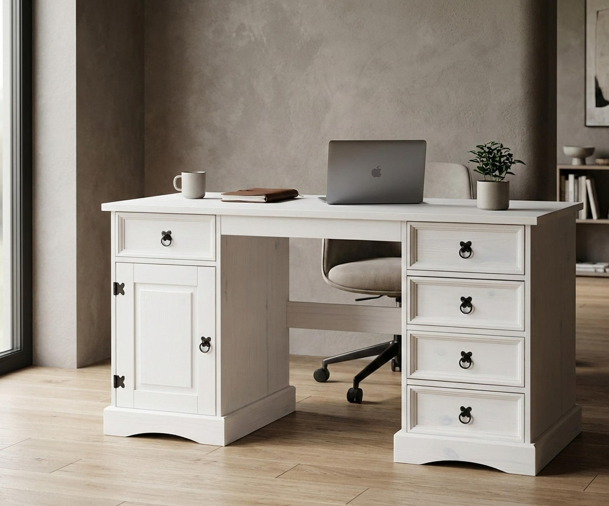 SCHREIBTISCH Weiß - Weiß, Holz (47/141/76cm) - ebuy24