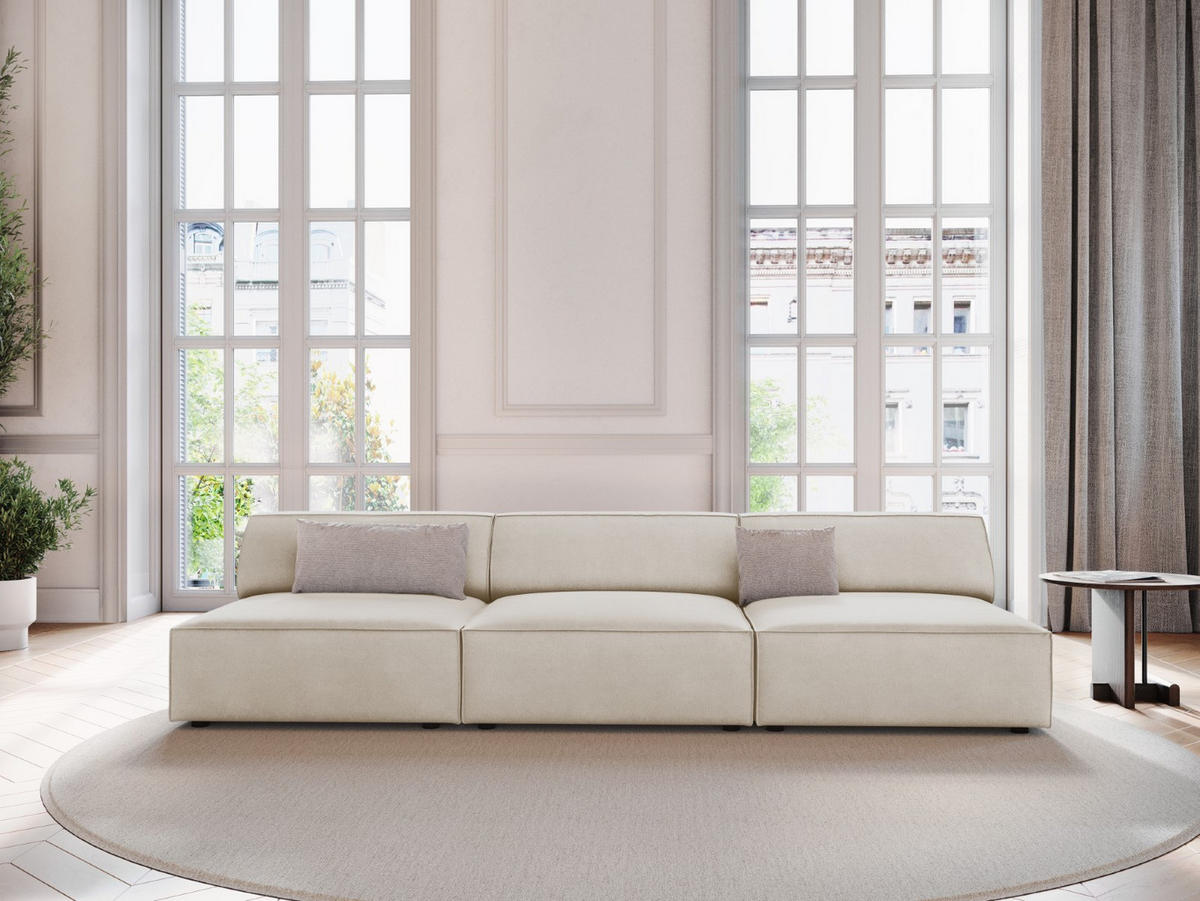 SOFA Jodie aus Samt dunkelbeige 3 Sitzplätze - Mokka, Textil (240/70/102cm) - Micadoni