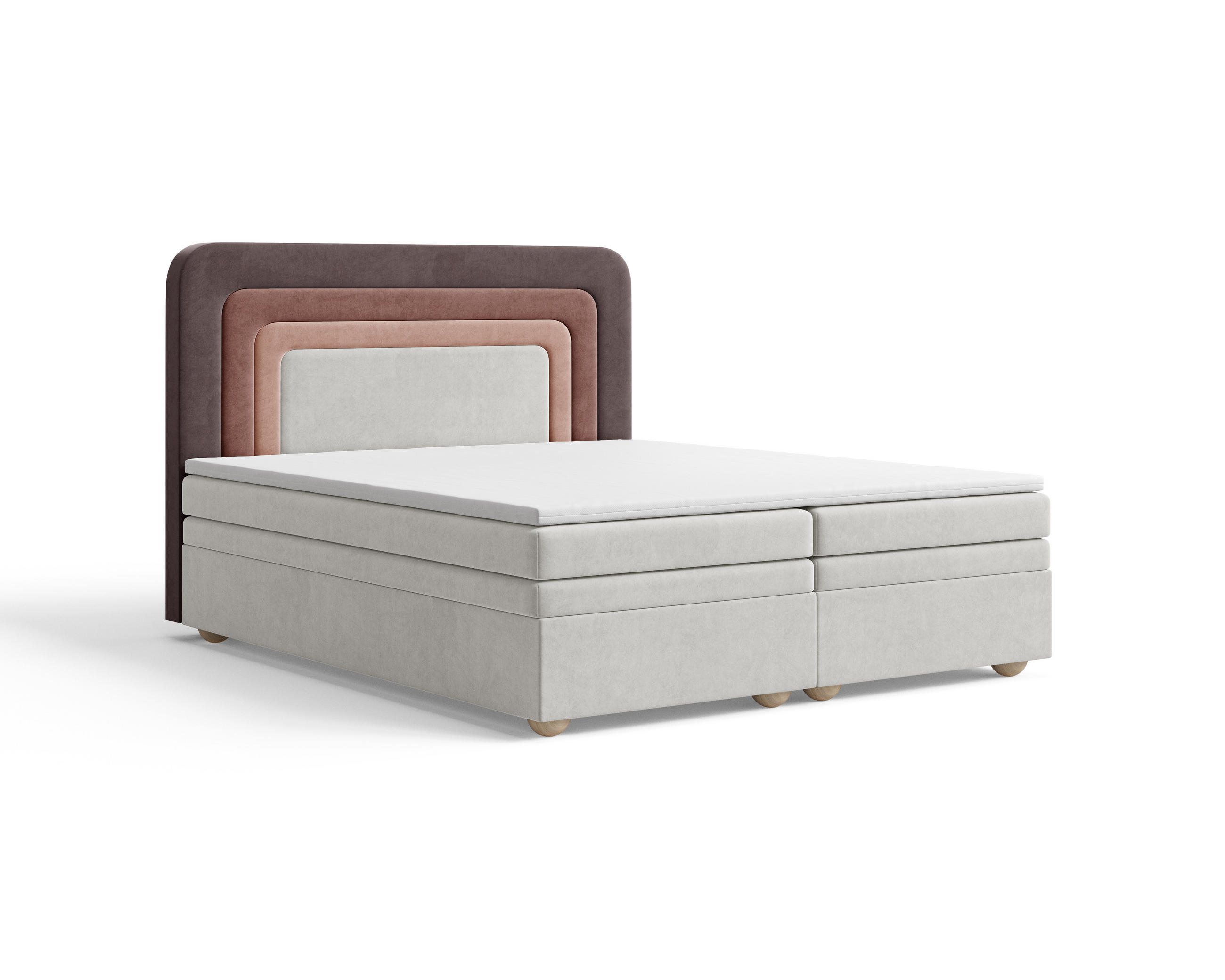 BOXBETT - Bett 10 NEST - Riviera - 180x200 cm - Modernes Polsterbett mit Bettkasten - Naturfarben, Holz (180/200cm) - ROYAL24_MARKT
