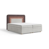 BOXBETT - Bett 10 NEST - Riviera - 140x200 cm - Modernes Polsterbett mit Bettkasten - Naturfarben, Holz (140/200cm) - ROYAL24_MARKT