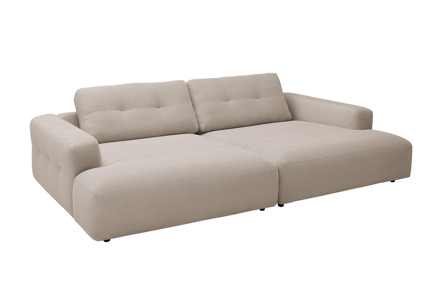 BIG SOFA MIKA Beige Cord - Beige/Schwarz, Kunststoff/Textil (300/86/167cm) - KAWOLA