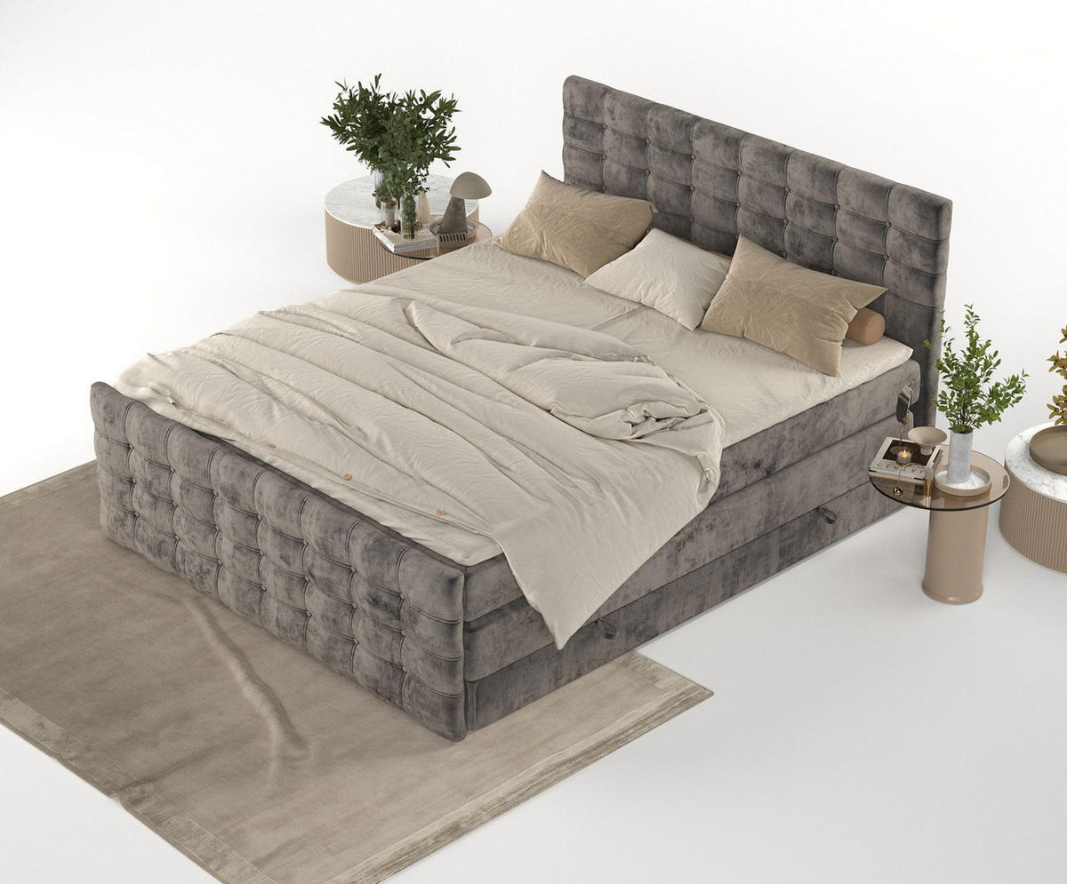 BOXSPRINGBETT Blend Dunkebraun 120/200 cm mit Matratze und Topper - Dunkelbraun/Schwarz, Holz/Holzwerkstoff (120/200cm) - Maison de Reve