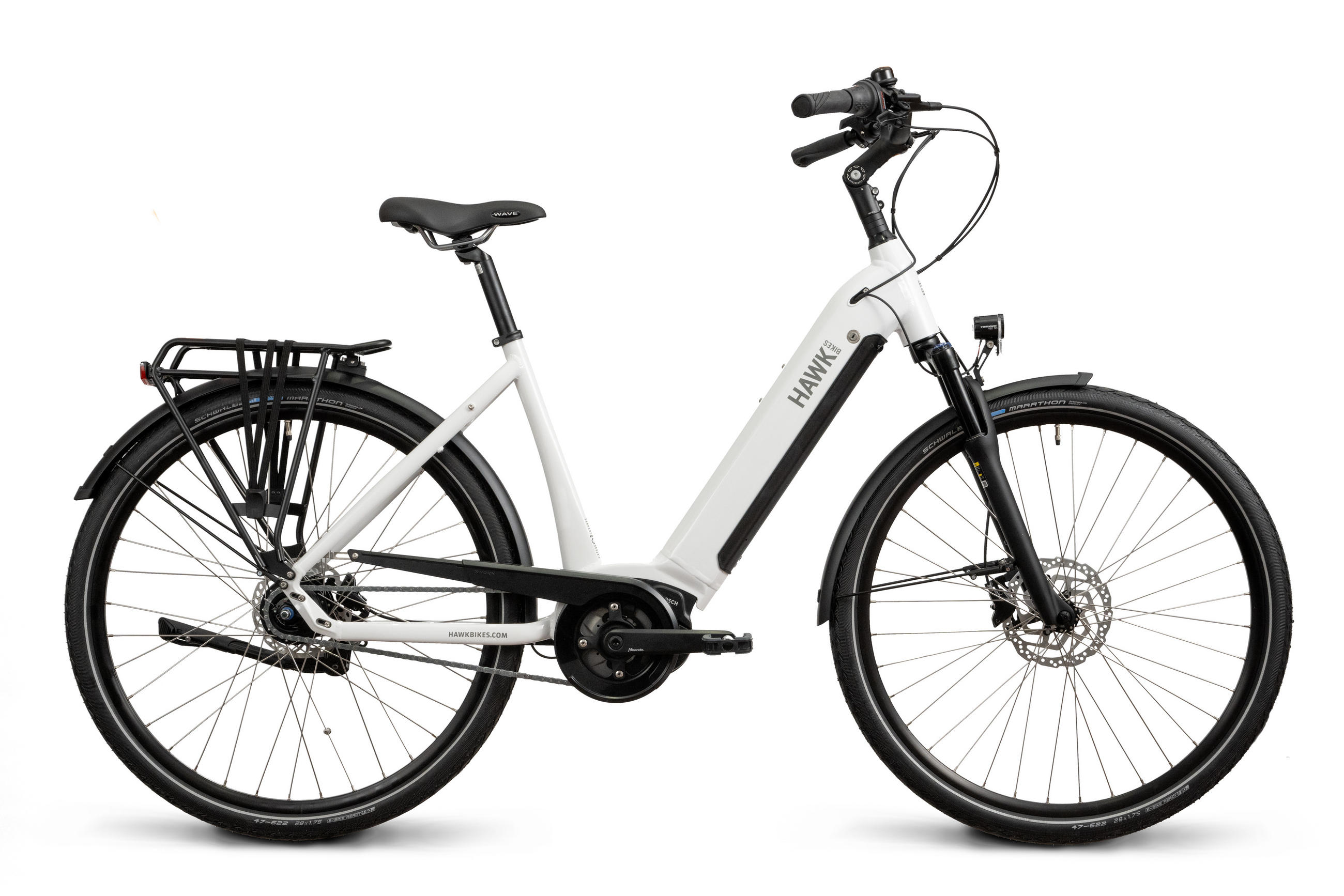 E-CITY Wave E-Bike 400 8 Gang 28 Zoll Gr: 50cm & 55cm - Weiß, Metall (50cm) - Hawk Bikes