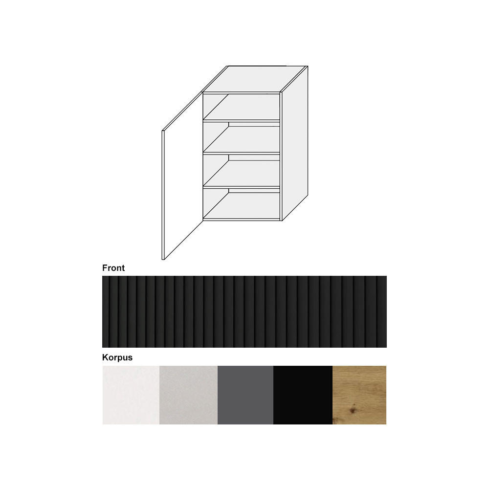 KÜCHENHÄNGESCHRANK Lamello W4/60/1 Schwarz Matt / Grau 60 / 32,5 / 96cm - Schwarz/Grau, Holz/Holzwerkstoff (60/96/32.5cm) - Feldmann-Wohnen