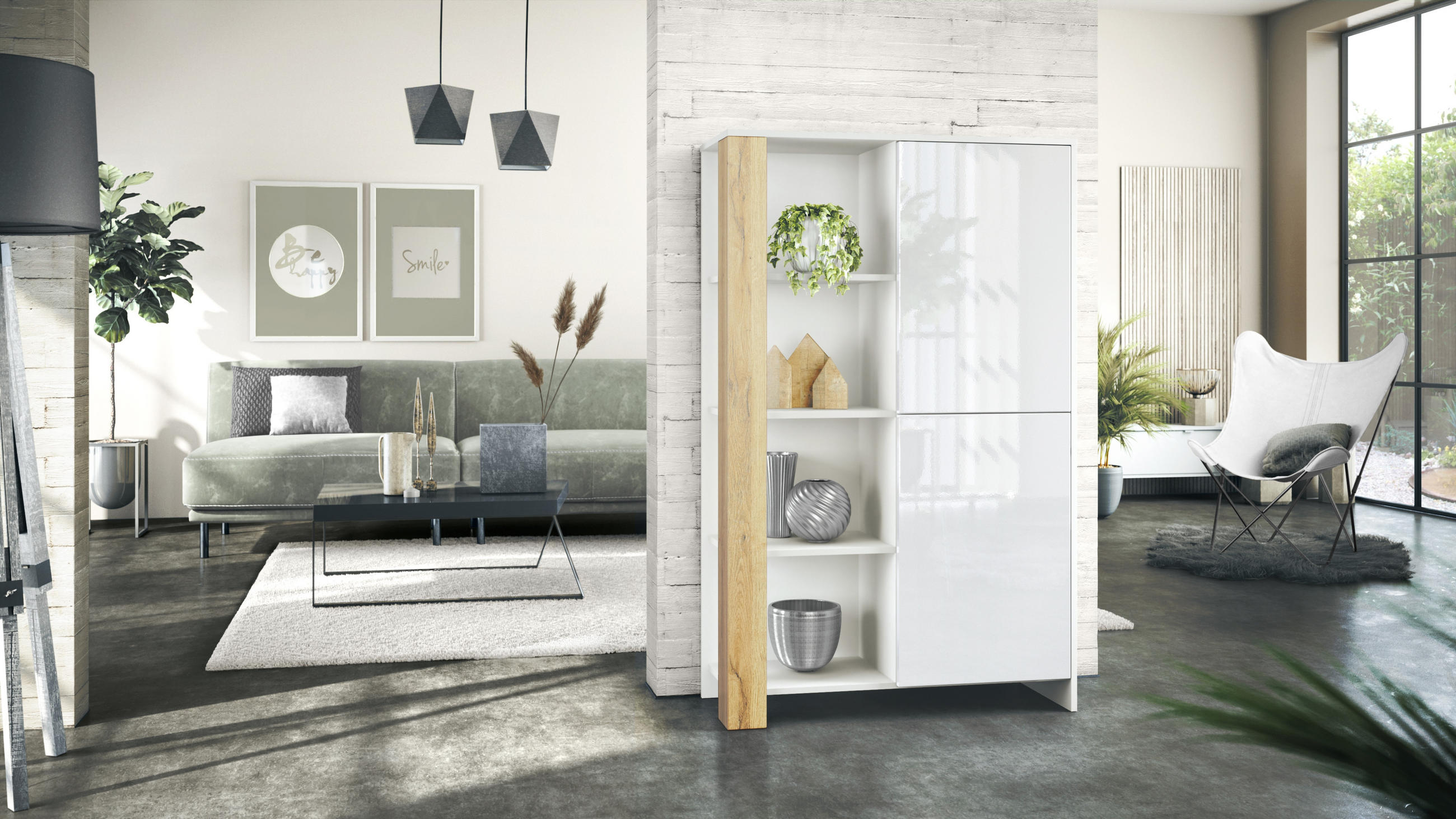 HIGHBOARD Canto Eiche Natur - Eichefarben, Holzwerkstoff (95/151.5/36cm) - Vladon