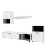 WOHNWAND, 4-er Set RENA SET1 Weiß - Schwarz/Weiß, Holzwerkstoff/Kunststoff (210/190/36cm) - Komodee