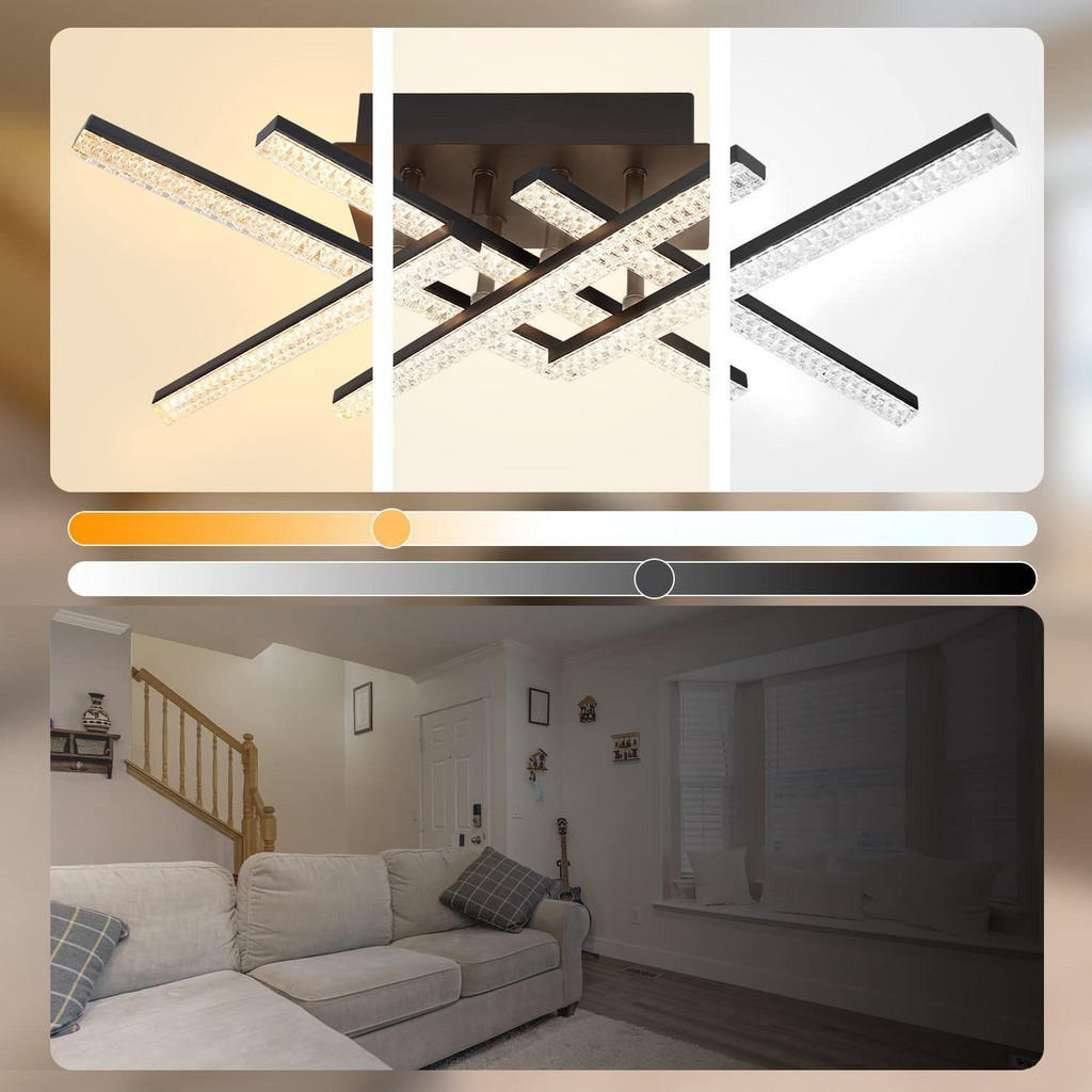 Thumbnail - ZMH Led-Deckenleuchte, Schwarz, Metall, Mode, Freiform, G, 13x50x36 cm, Lampen & Leuchten, LED Beleuchtung, LED-Deckenle...