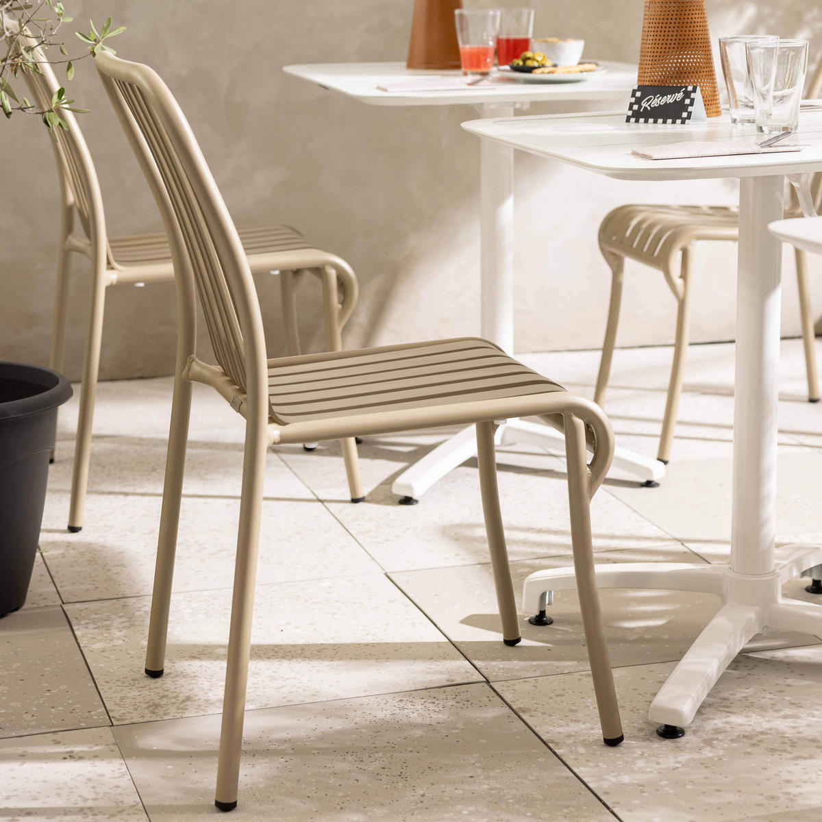 GARTENSTUHL, Taupe - Taupe, Metall (61/85/46cm) - Oviala