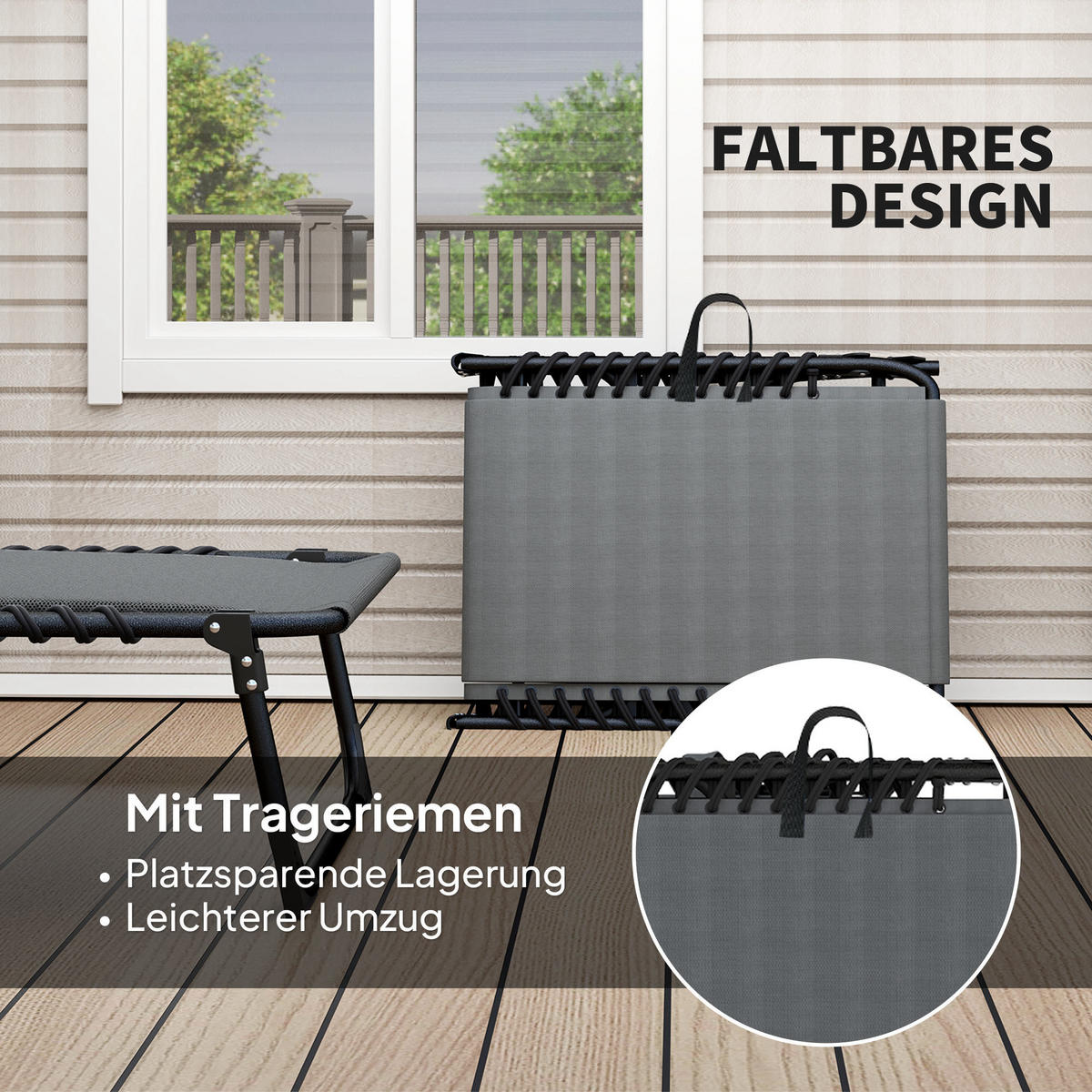 SONNENLIEGE klappbar - Dunkelgrau, Kunststoff (68/36/189cm) - Outsunny