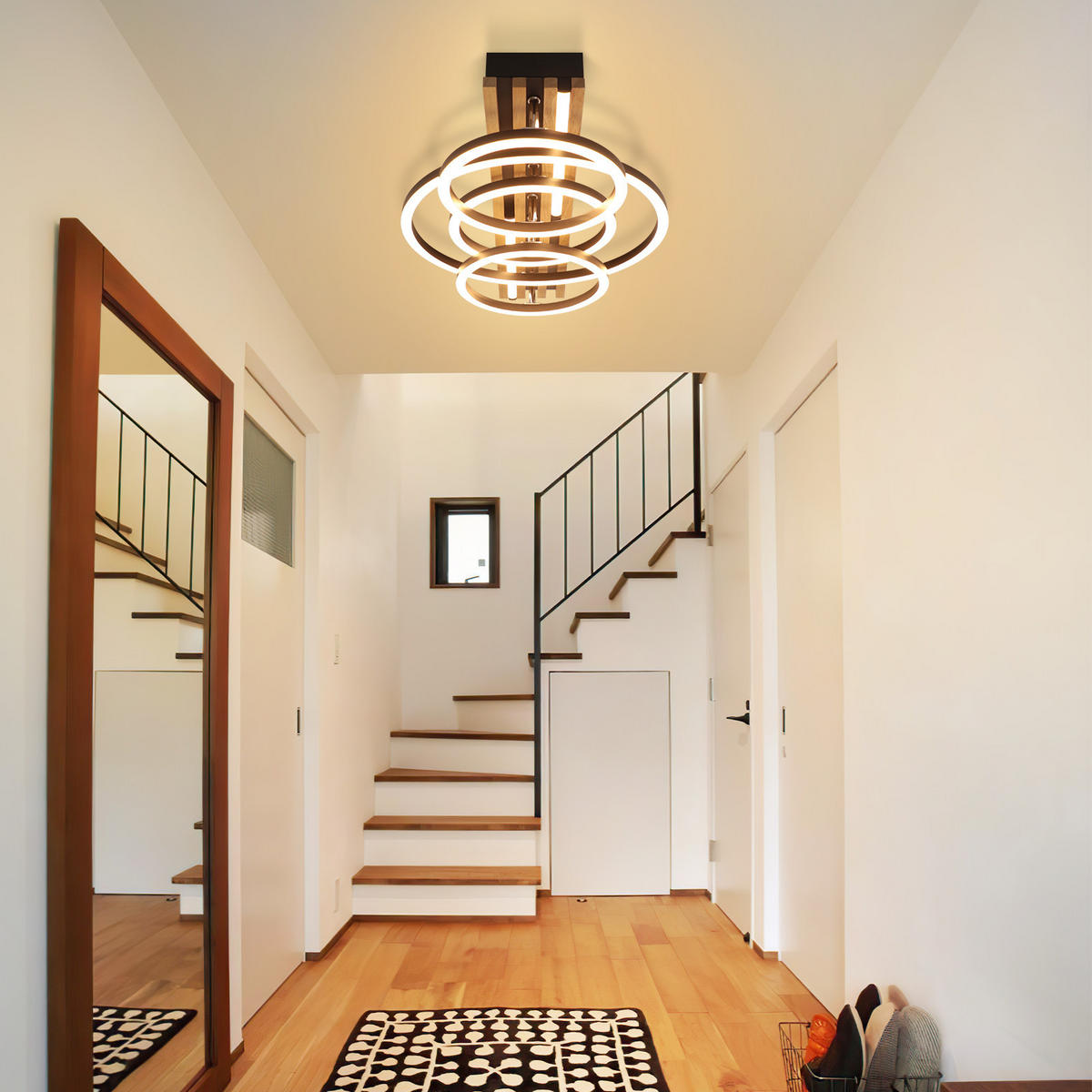 LED DECKENLEUCHTE Trisal 50/32/10.3 cm - Schwarz, Holz/Metall (50/32/10.3cm) - ZMH