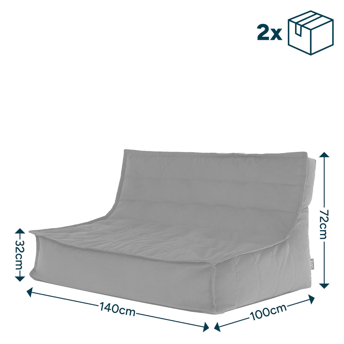 SITZSACK Sofa Skandi, Samt - Dunkelgrün, Textil (140/72/100cm) - icon