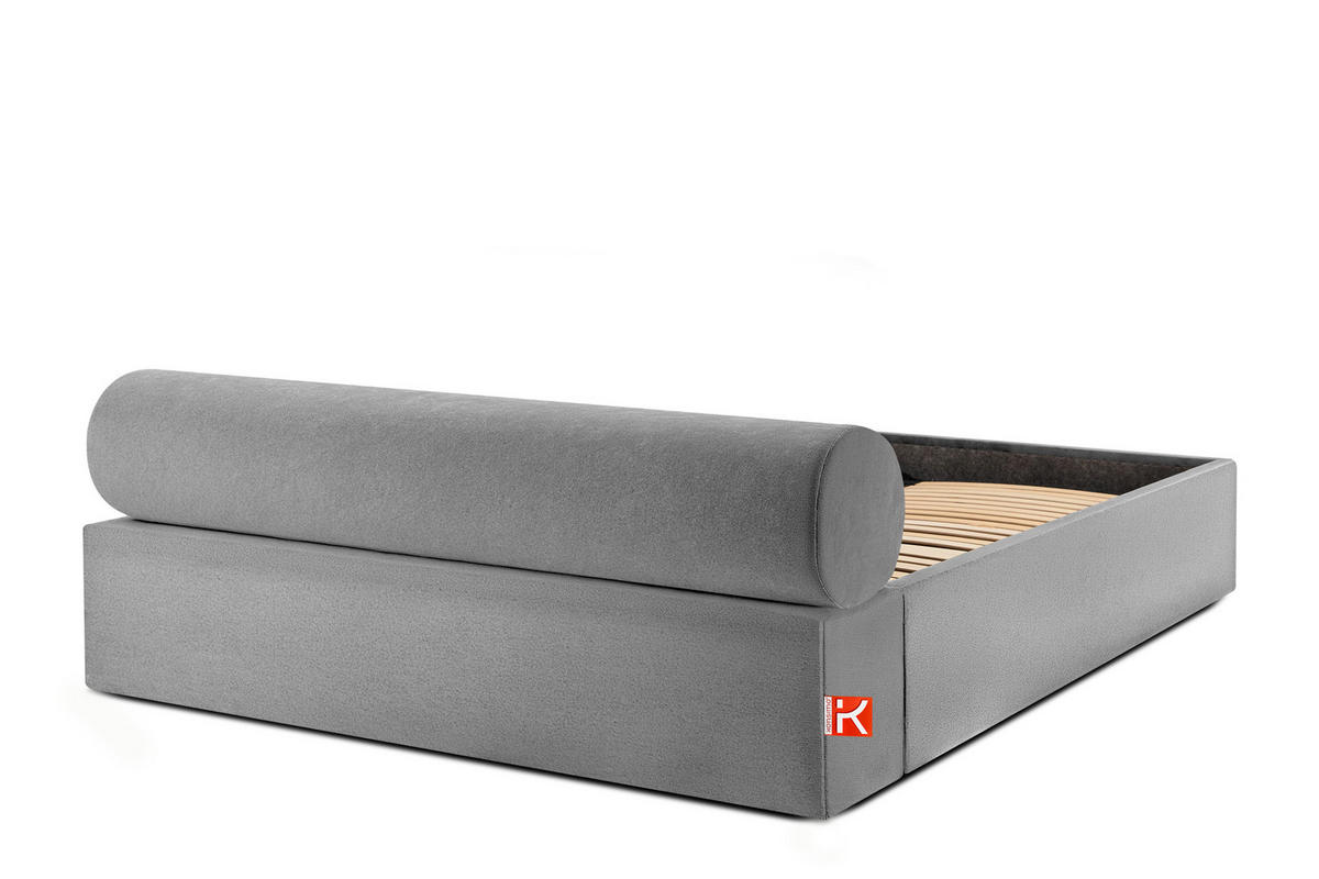 POLSTERBETT LUNEO - Hellgrau/Schwarz, Holz/Holzwerkstoff (162/204cm) - KONSIMO®