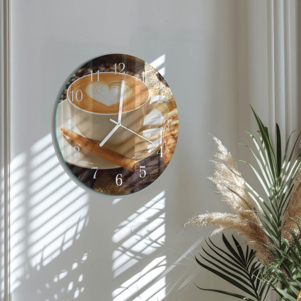 WANDUHR fi30 cm - Kaffeeherz - Braun, Glas (30/30/0.4cm) - TULUP