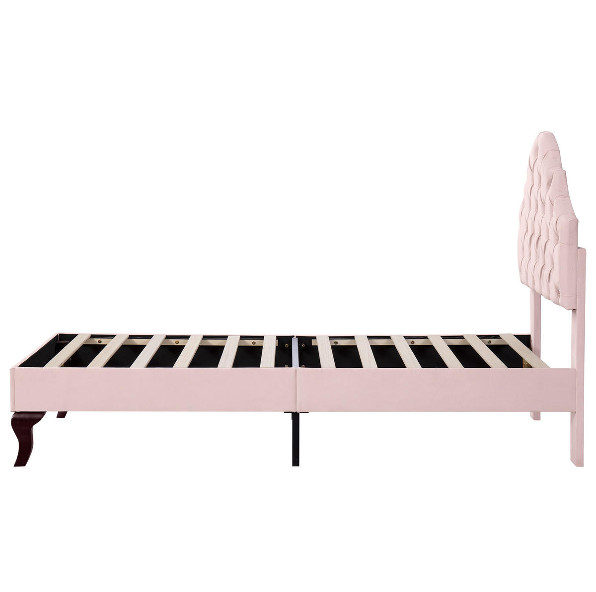 POLSTERBETT aus Samt 90x200 cm Pink mit höhenverstellbarem Kopfteil und Lattenrost - Rosa, Textil (90/200cm) - IVMEU