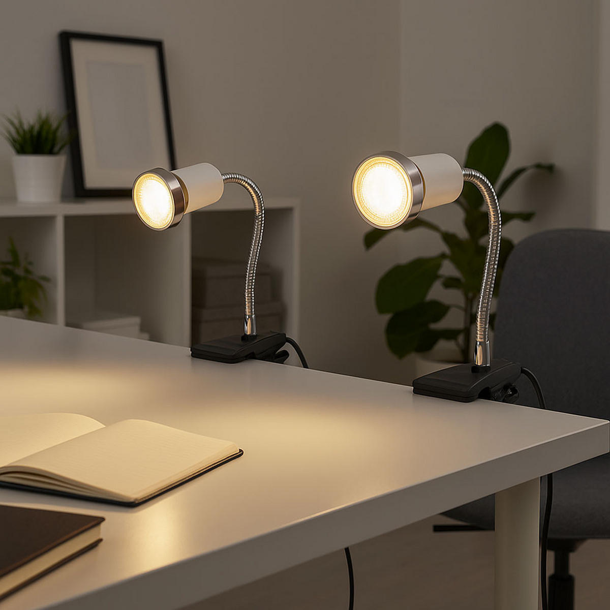 LED TISCHLEUCHTE Metall Weiß flexibel - Weiß, Glas (9/3.5/14cm) - Briloner