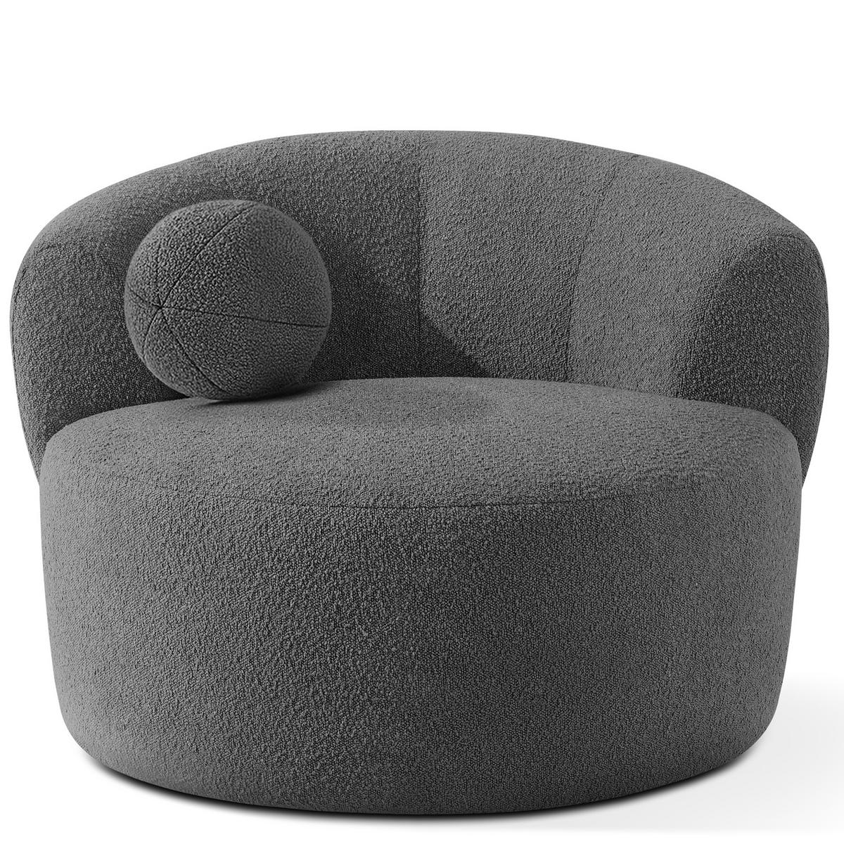 DREHSESSEL VIRA, Dunkelgrau, Bouclé - Dunkelgrau/Schwarz, Holz/Holzwerkstoff (105/76/100cm) - KONSIMO®
