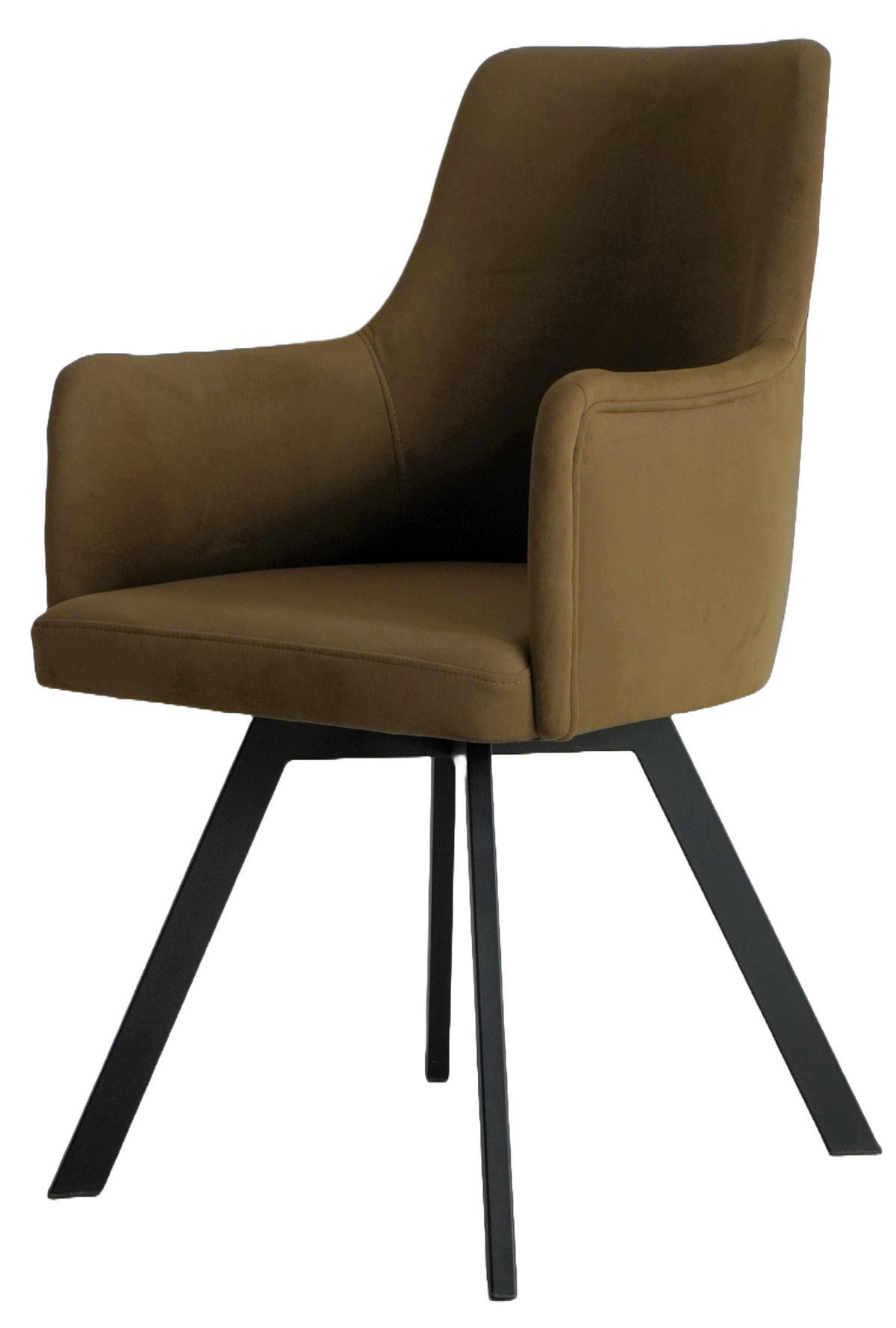 ARMLEHNENSTUHL Sello oliv mit T-Fuß drehbar - Schwarz/Olivgrün, Textil/Metall (55/90/58cm) - INKA furniture