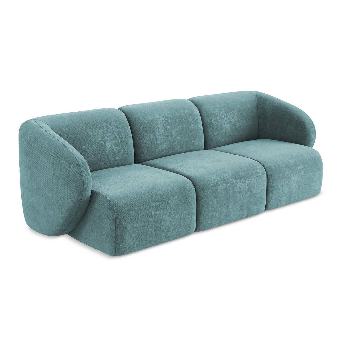 3-SITZER SOFA Chenille Stoff Blau - Blaugrau/Schwarz, Holzwerkstoff/Kunststoff (244/75/94cm) - LaMiaSofa