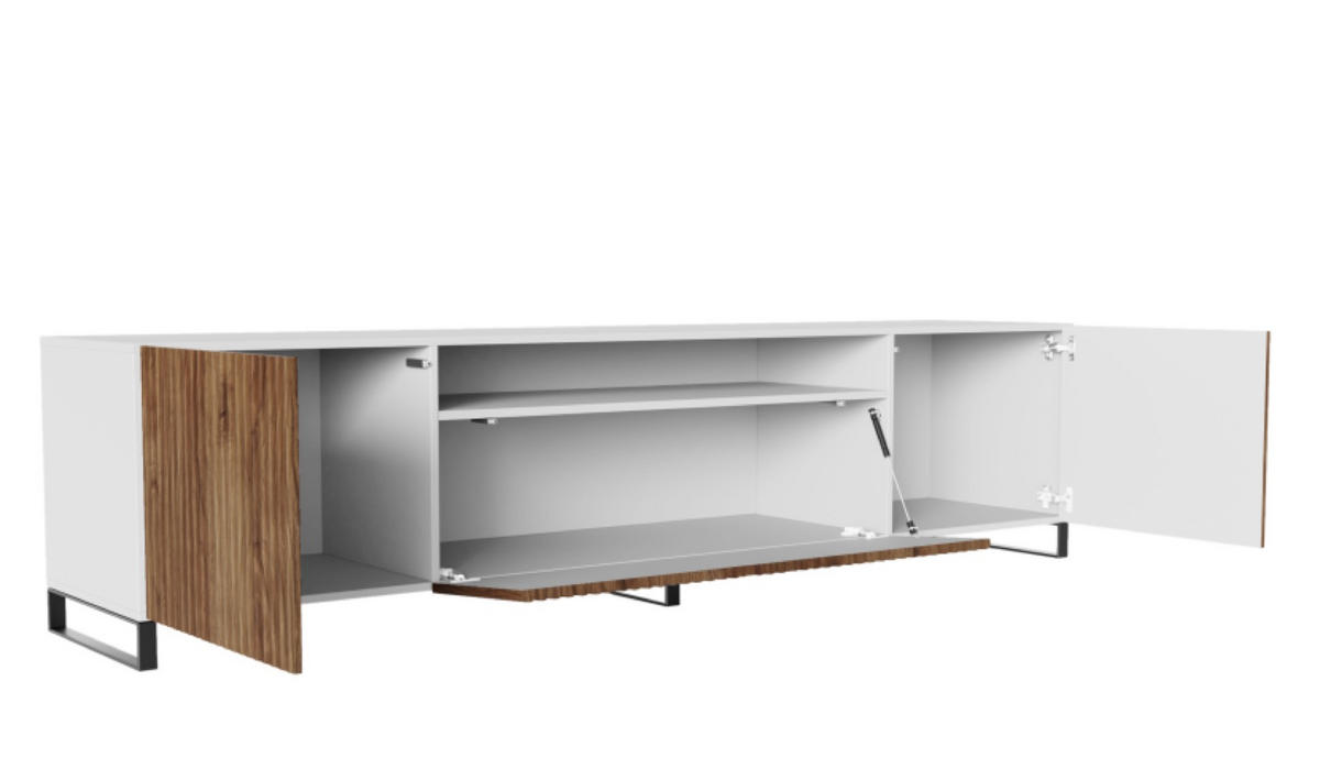 TV-SCHRANK Weiß Noeli Gerillte Front Katania - Weiß/Braun, Holzwerkstoff (200/53/41cm) - Sepro Meble