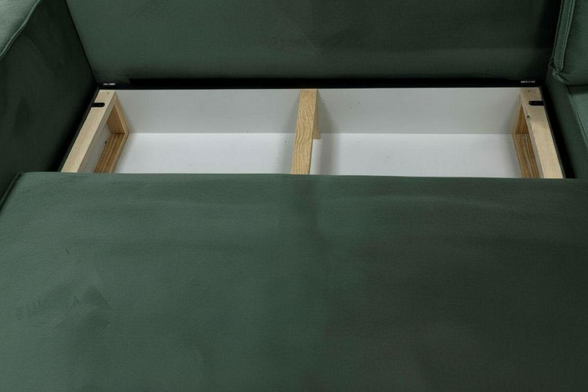 ECKSOFA RIO mit Schlaffunktion und Bettkasten, Farbe: Grün, Velourstoff, Ottomane Universal - Grün, Textil (249/142cm) - Marpur