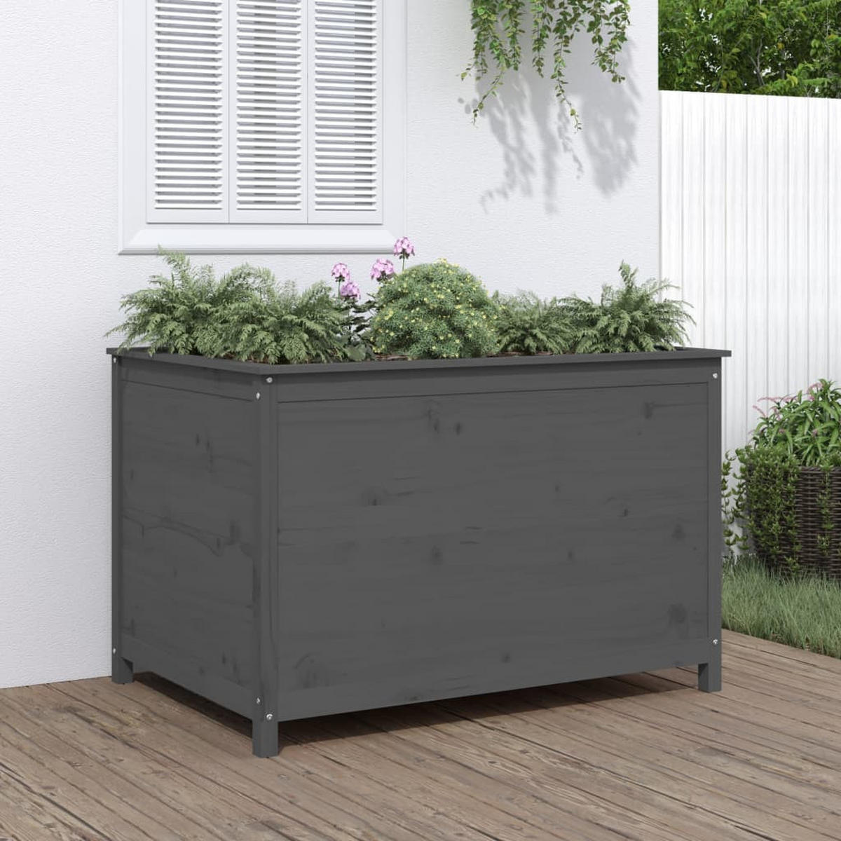 HOCHBEET Grau 119,5x82,5x78 cm Massivholz Kiefer - Grau, Holz (119.5/78/82.5cm) - furnicato