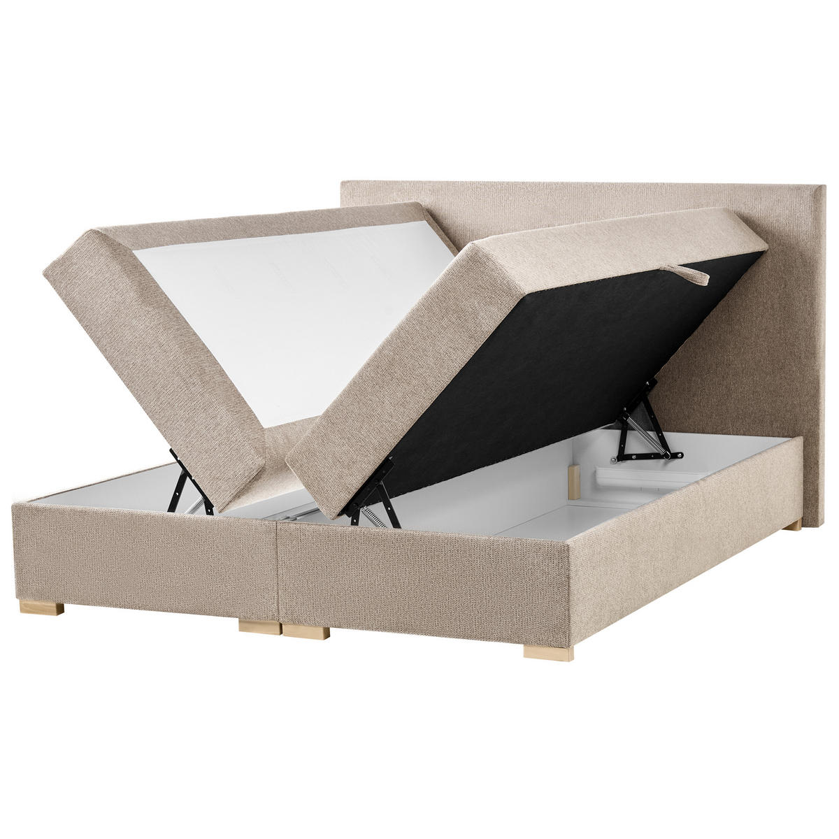 BOX POSTELJA s prostorom za shranjevanje 160/200 blago sivo rjava Major - sivorjava, tekstil (160/200cm) - Beliani