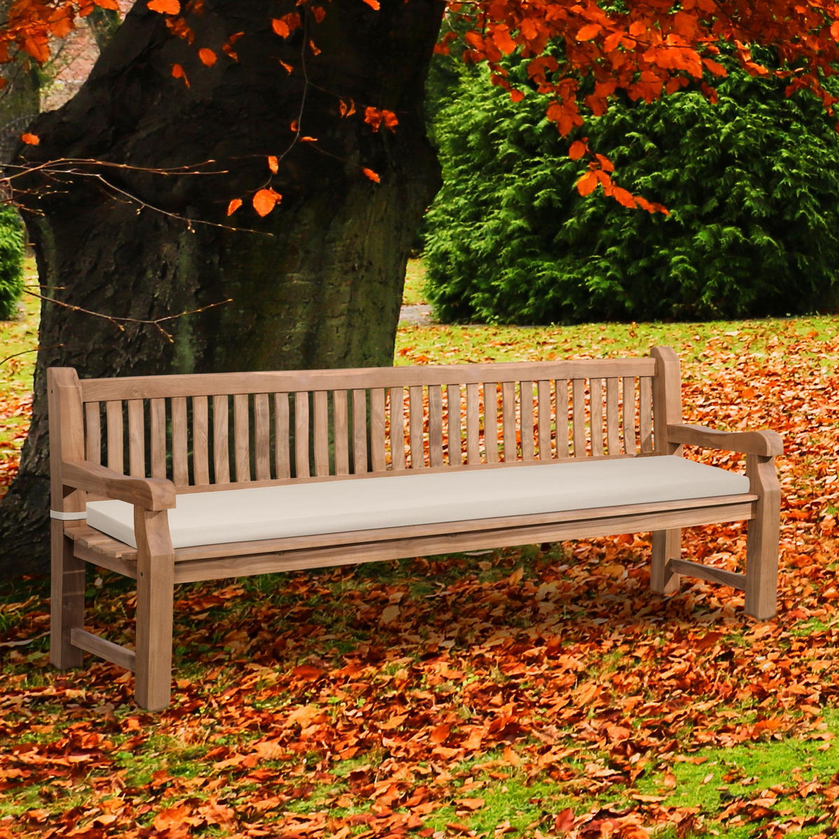 GARTENBANK Teakbank Dabel Holz Creme Holzbank 240cm - Creme, Holz (240/93/61cm) - DELUKE