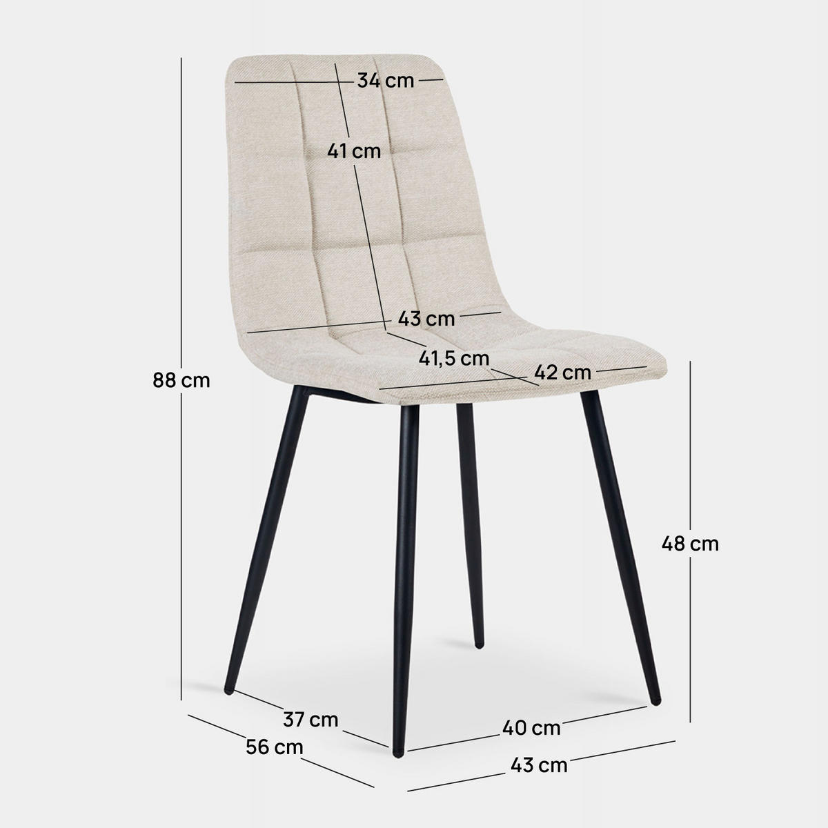 ESSZIMMERSTUHL Ailan Beige 43 cm x 88 cm 4er-Set - Beige, Textil (43/88/56cm) - Klast Home