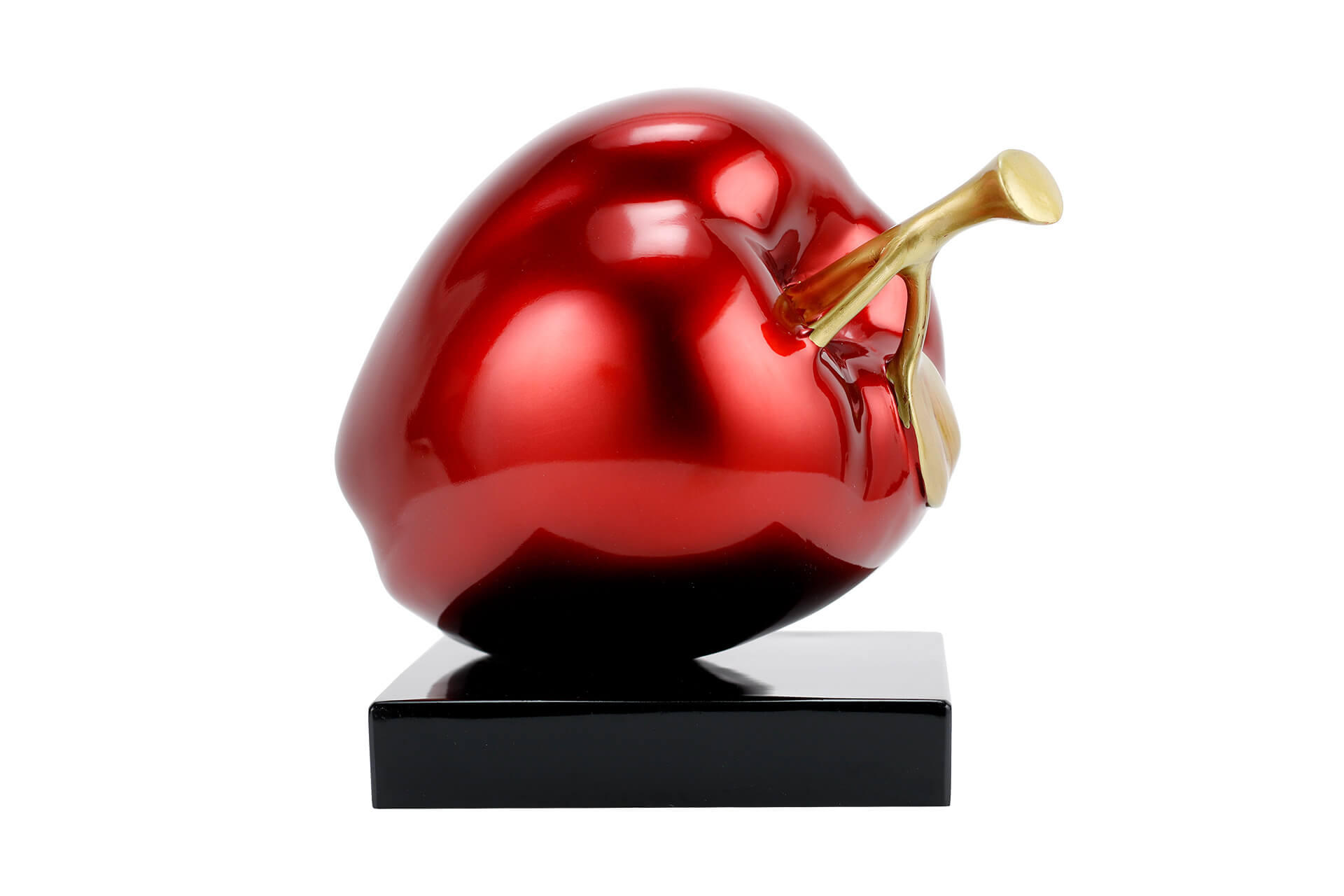 SKULPTUR Gold 18/16 cm - Rot/Goldfarben, Stein (1.55/16/13cm) - KUNSTLOFT