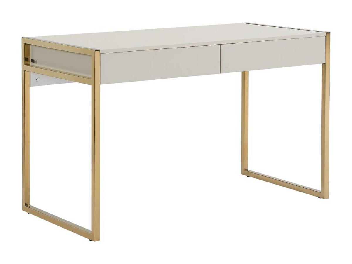 SCHREIBTISCH mit 2 Schubladen - MDF & Metall - Beige & Goldfarben - MASON - Beige, Holz (120/60/75cm) - Pascal Morabito