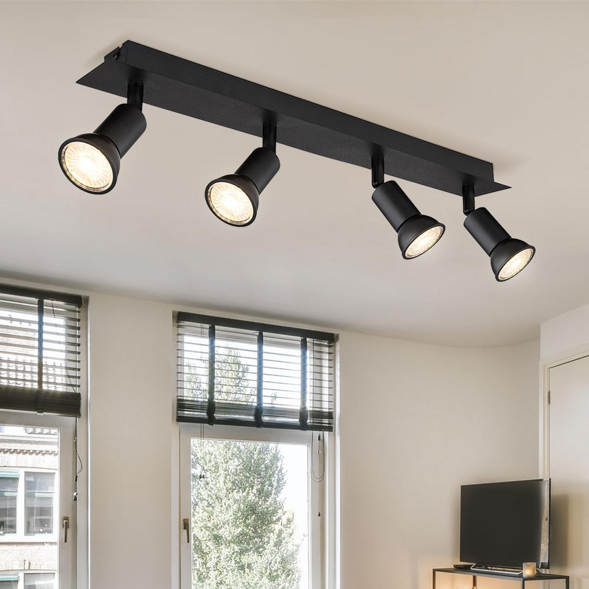 LED DECKENLEUCHTE Drew Metall Schwarz - Schwarz, Metall (50/6/9cm) - Globo Lighting