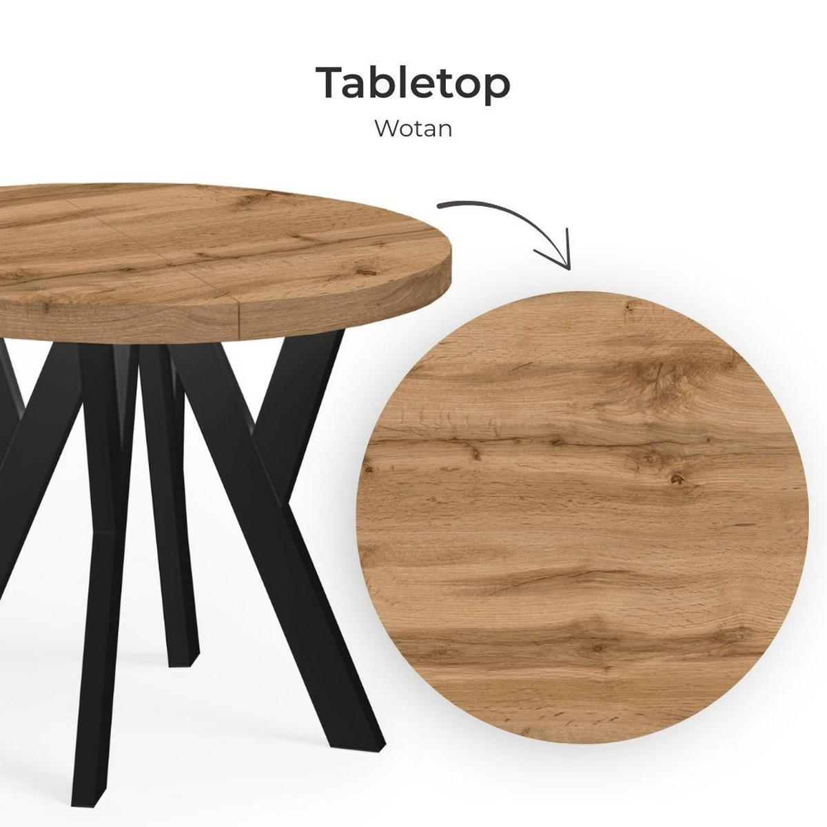 ESSTISCH Runder Ausziehbarer PERO 100/200, Eiche Wotan/Weiß - Eiche Wotan/Weiß, Holz (200/100/77cm) - Dekori_Interiors
