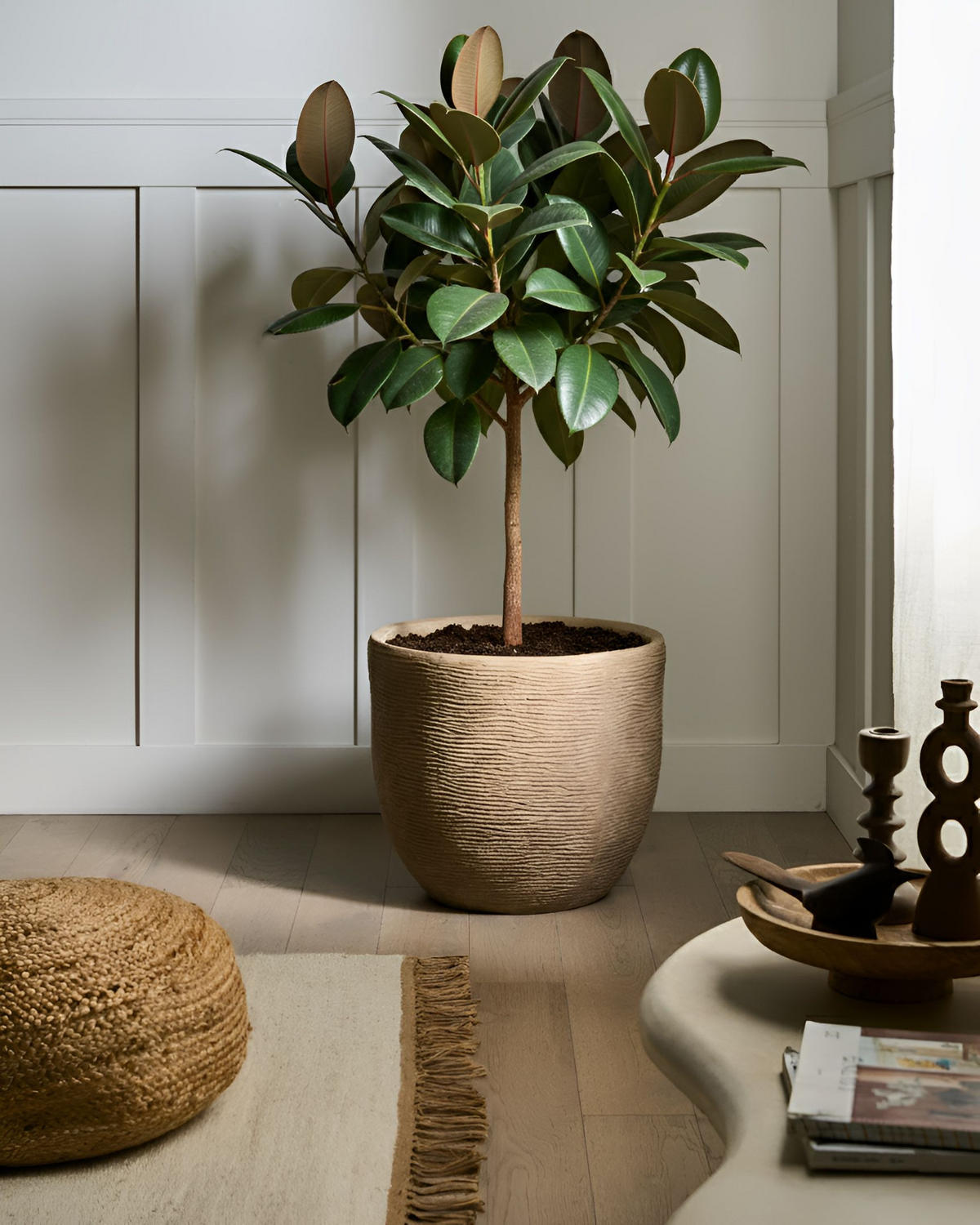 BLUMENKÜBEL Beige Lixouri - Beige, Keramik (40cm) - Beliani