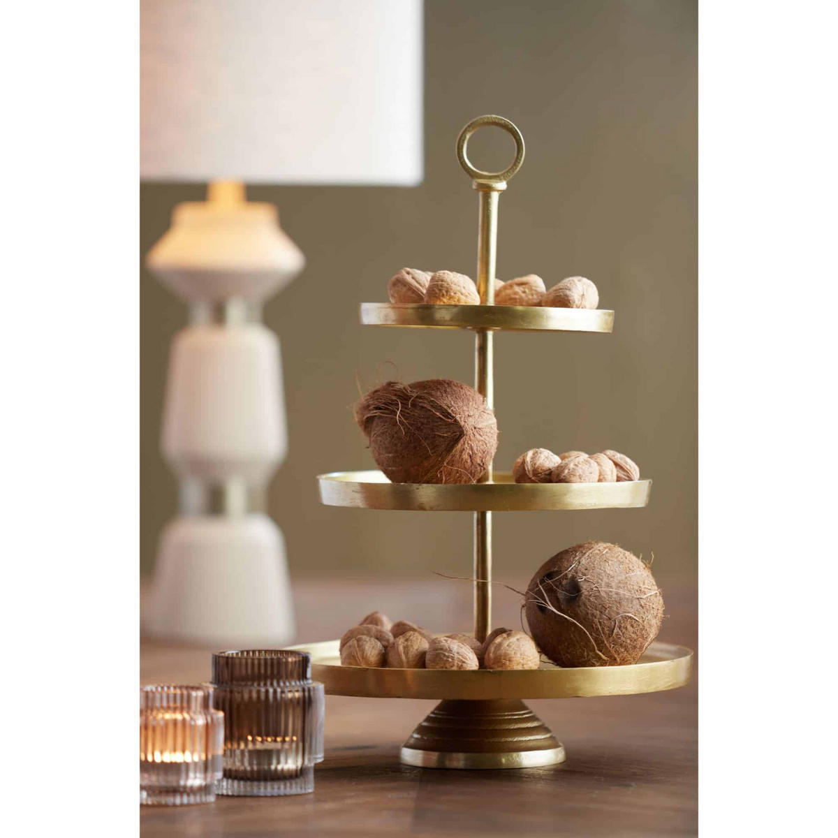ETAGERE Marozu Gold 32/32/48 cm - Goldfarben, Metall (32/48cm) - Light & Living