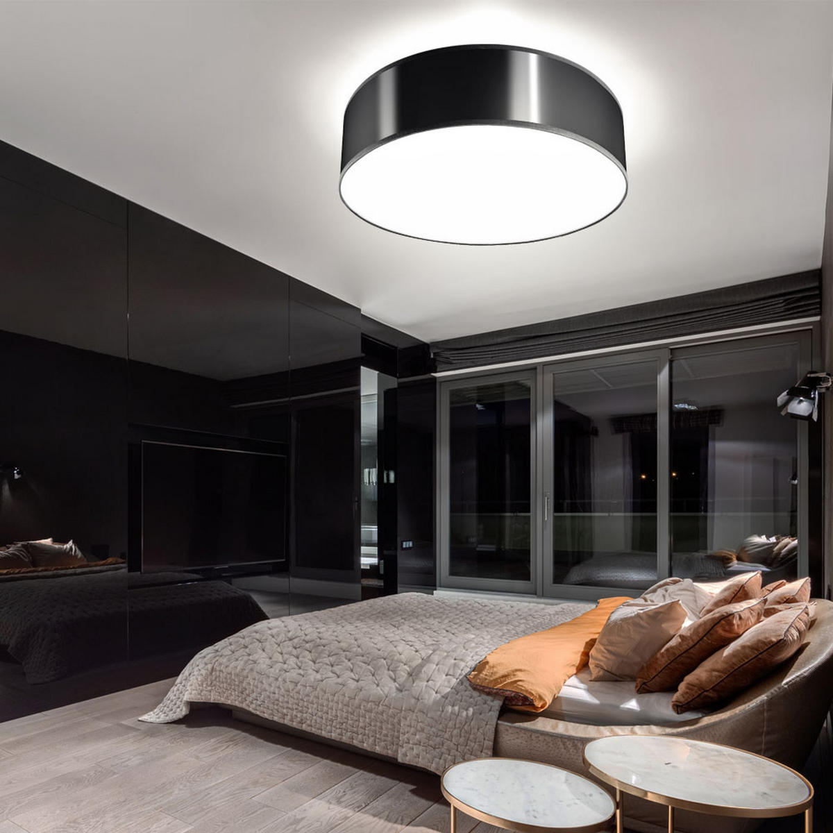 DECKENLEUCHTE Stahl Schwarz Rund - Schwarz, Metall (35/35/12cm)